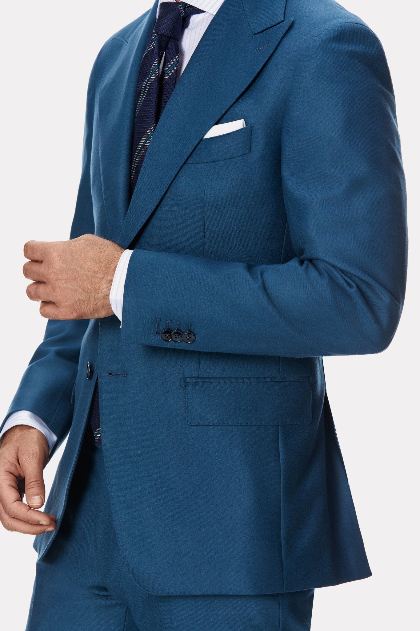 Costum tesatura Loro Piana turquoise din flanel - Viggo