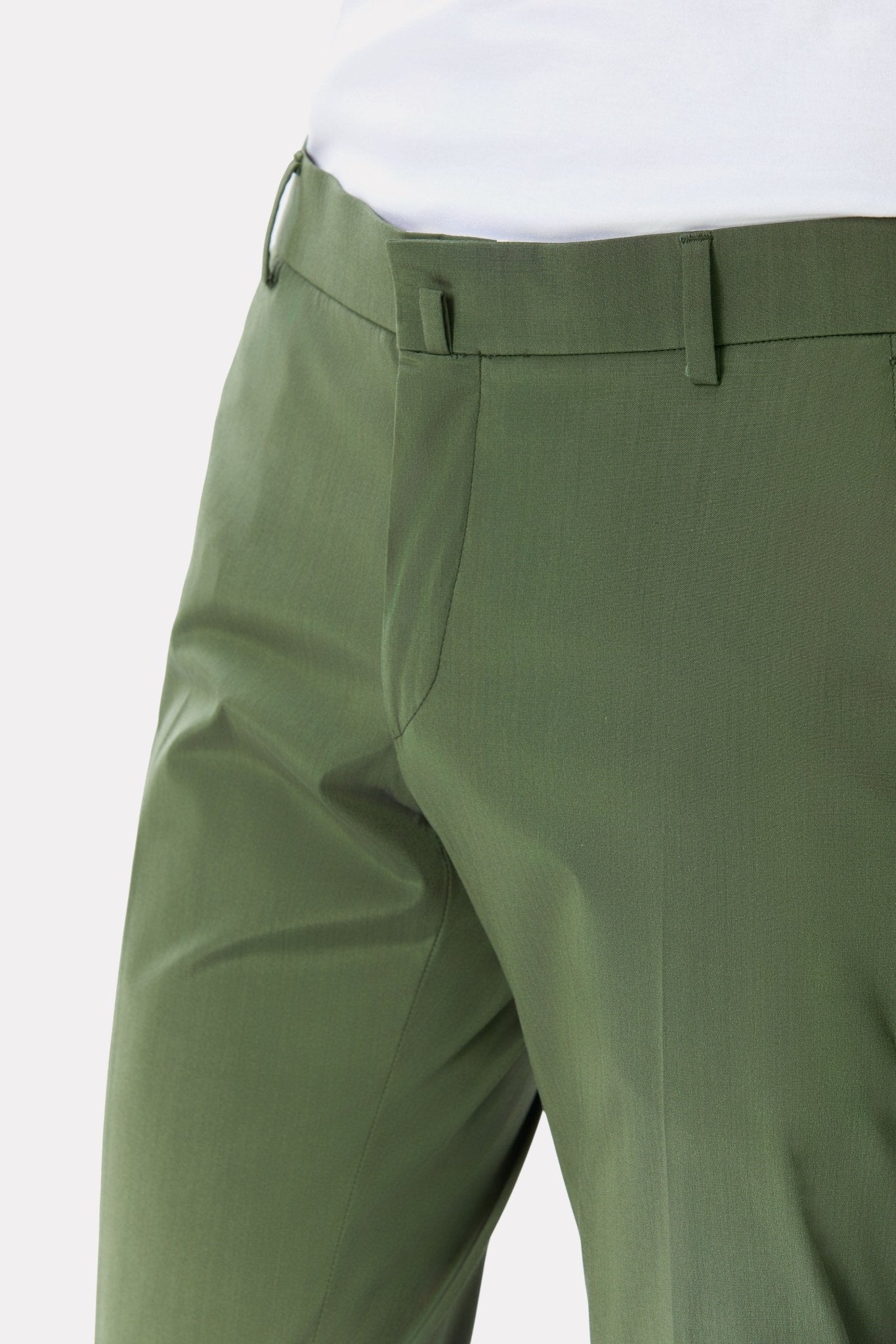 Pantaloni techno khaki din mix de matase - Viggo