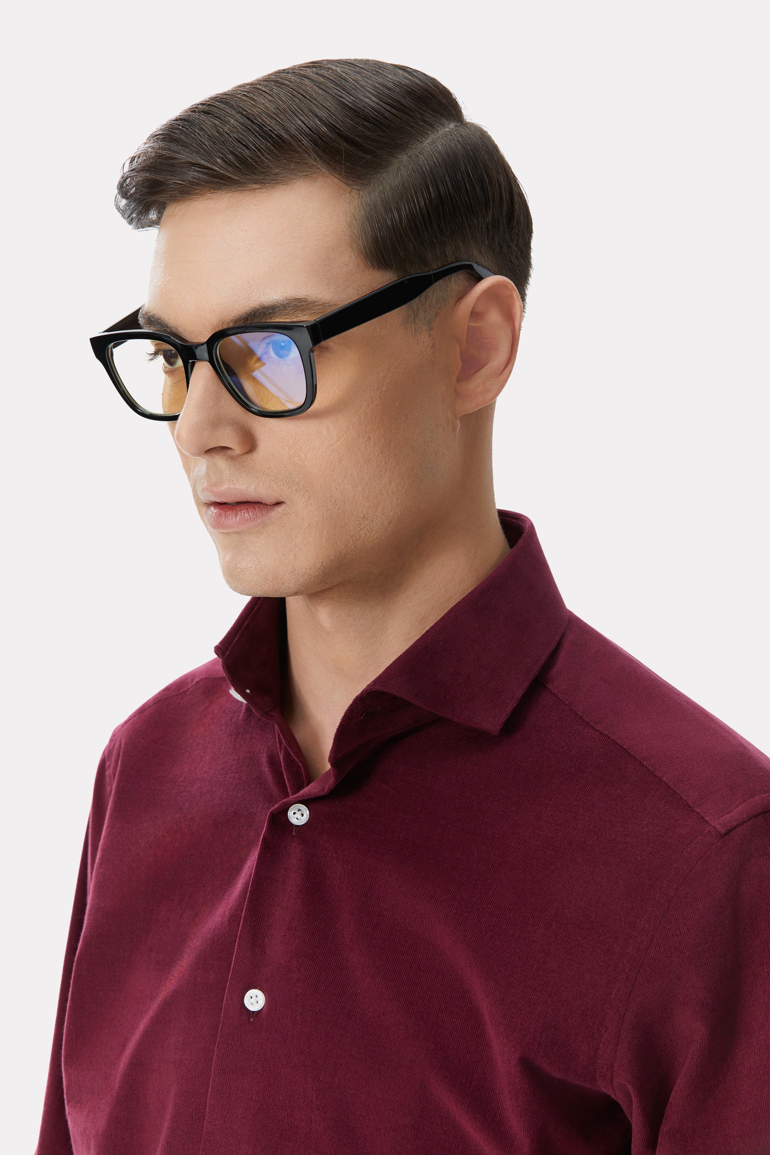 Burgundy fine ribbed shirt