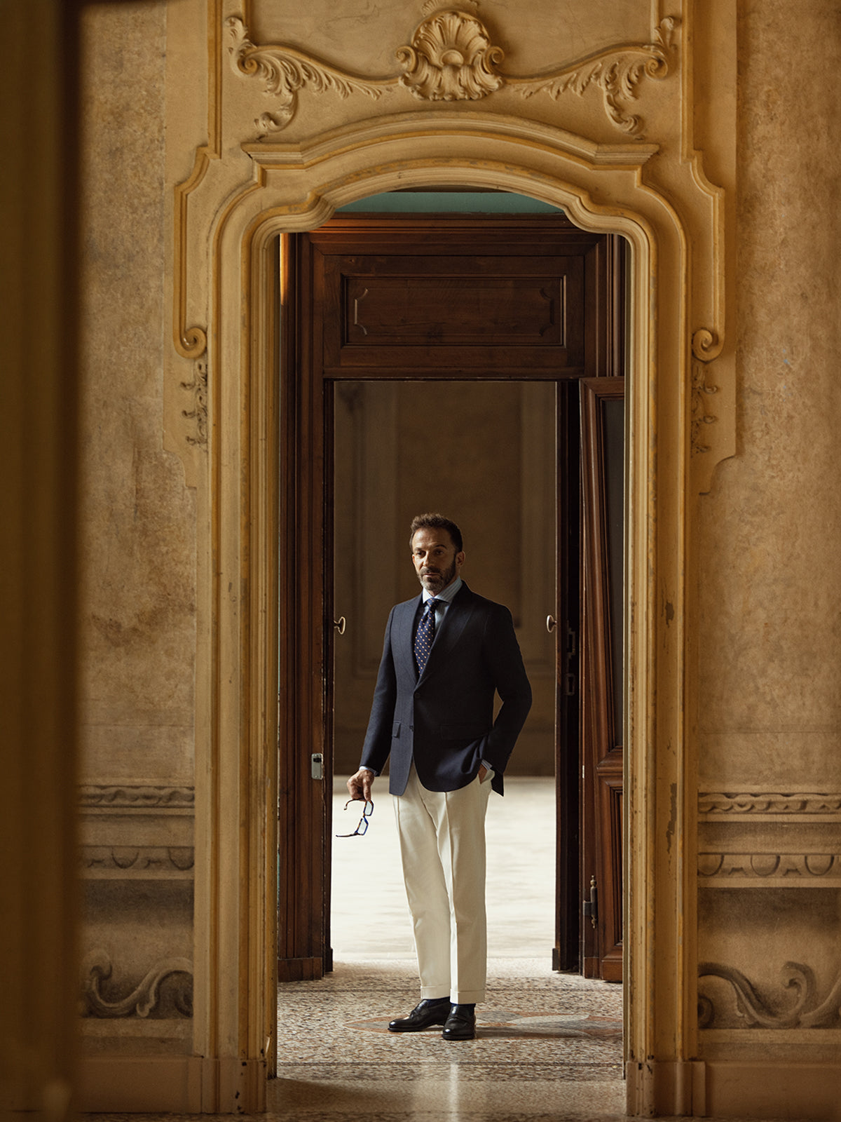 Sacou navy Made to Measure, tesatura Fratelli Tallia di Delfino, casmir si matase