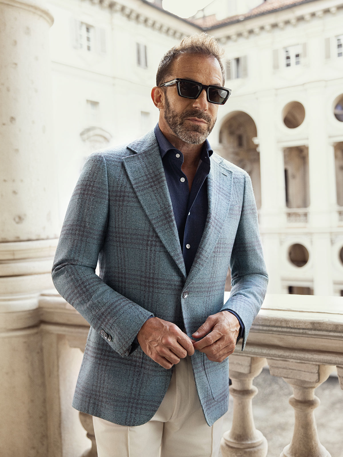 Sacou carouri bleu, Made to Measure, alpaca blend