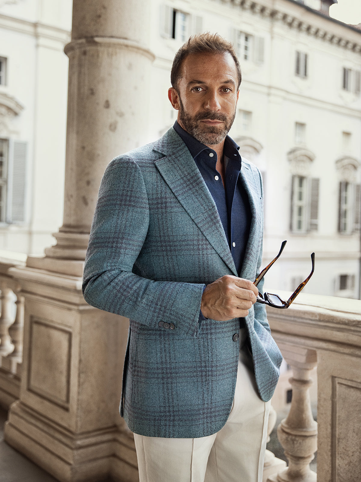Sacou carouri bleu, Made to Measure, alpaca blend