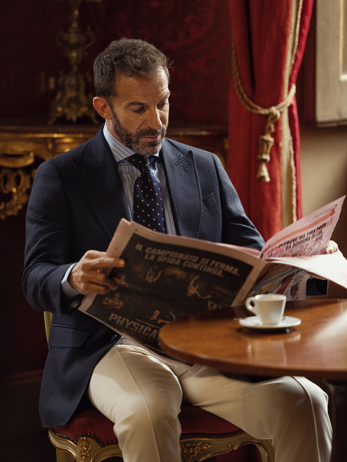 Sacou navy Made to Measure, tesatura Fratelli Tallia di Delfino, casmir si matase