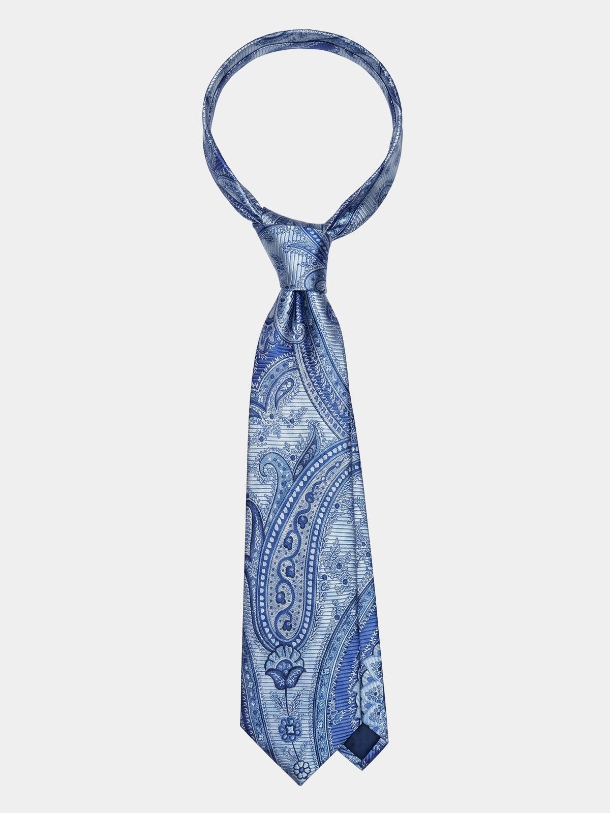 Cravata matase albastru cu pattern paisley