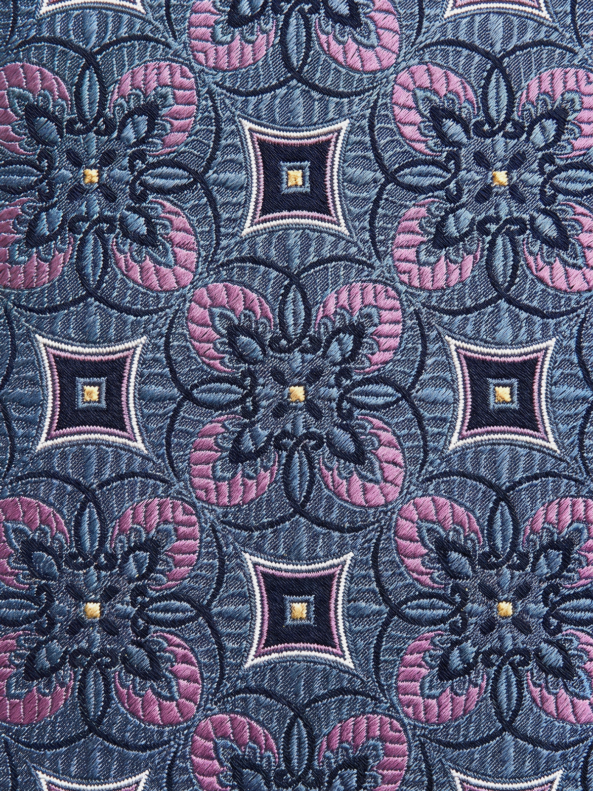 Cravata matase imprimeu mov floral geometric