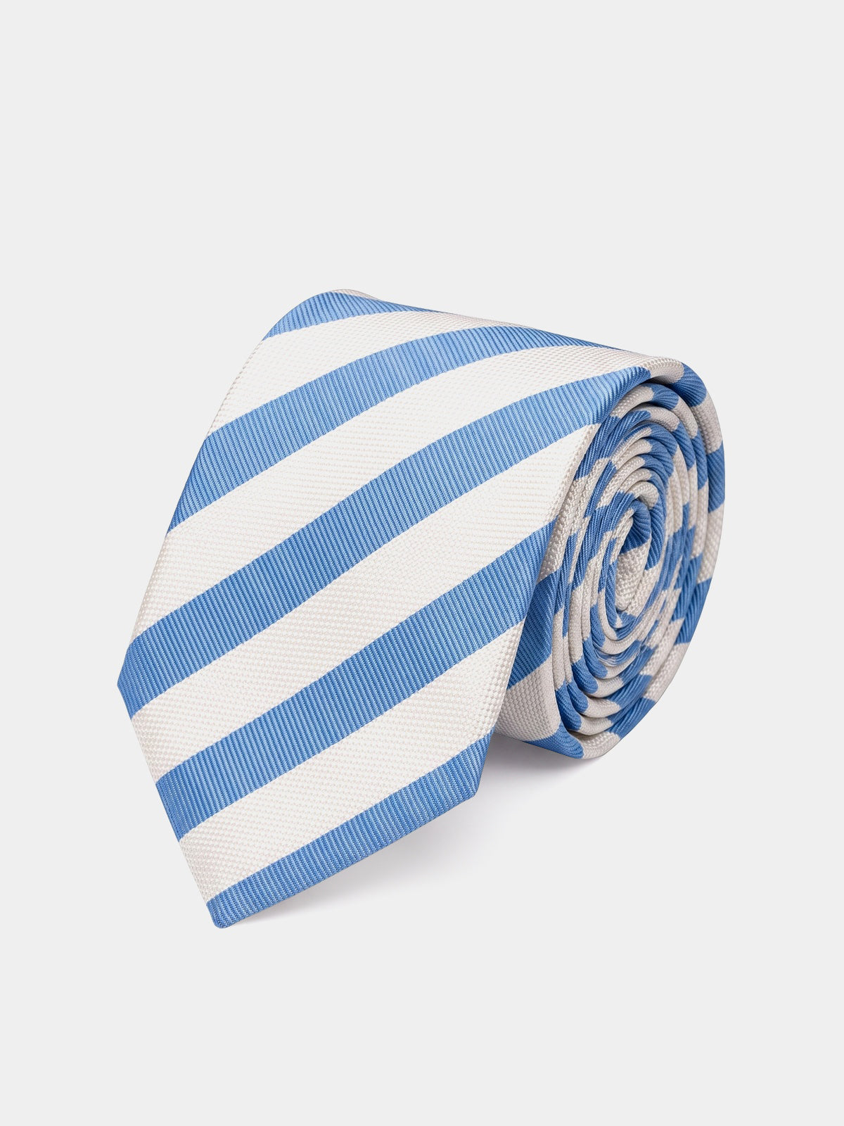 Cravata matase & bumbac dungi alb cu bleu
