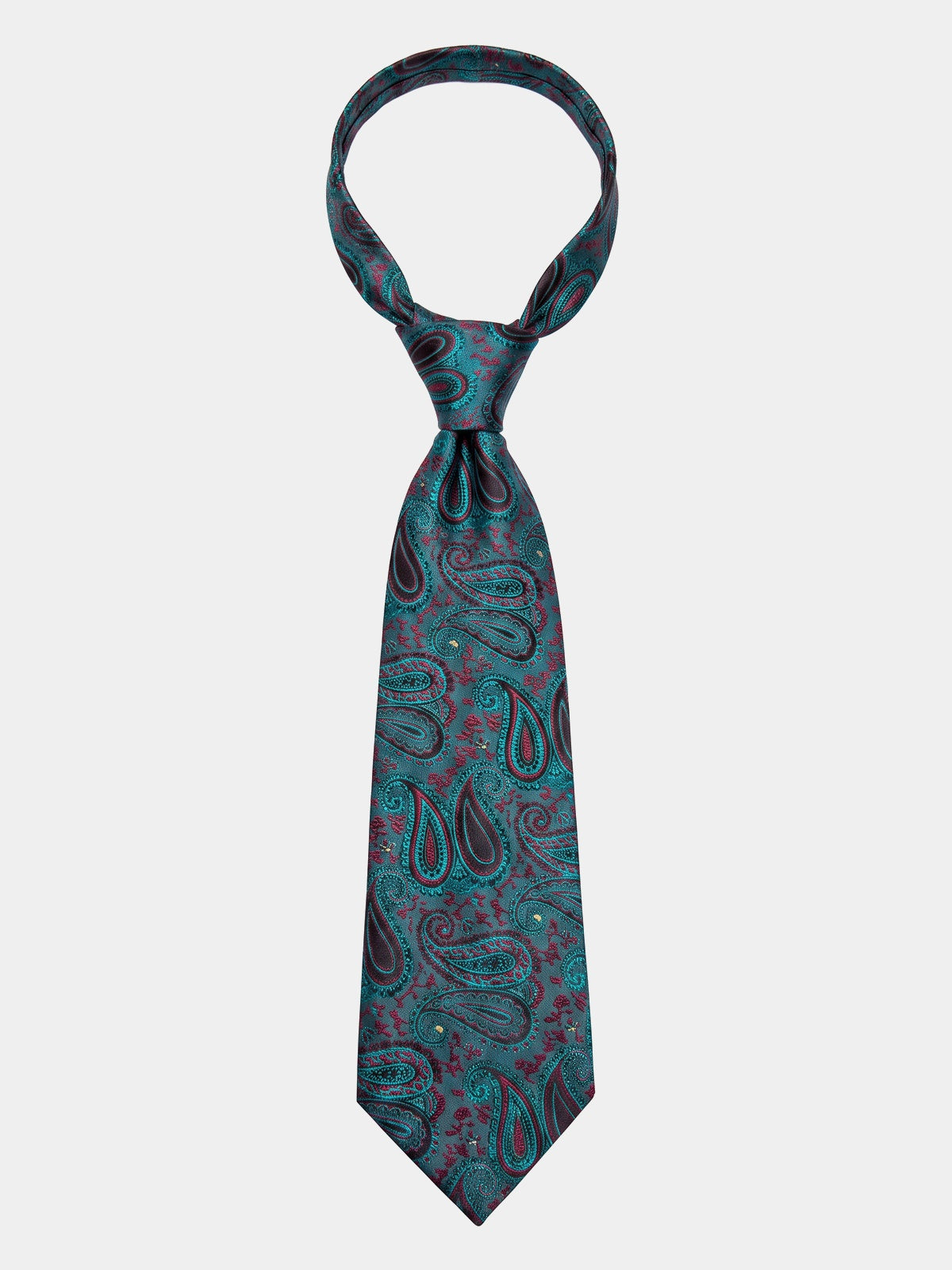 Cravata turcoaz cu motive paisley mix de matase