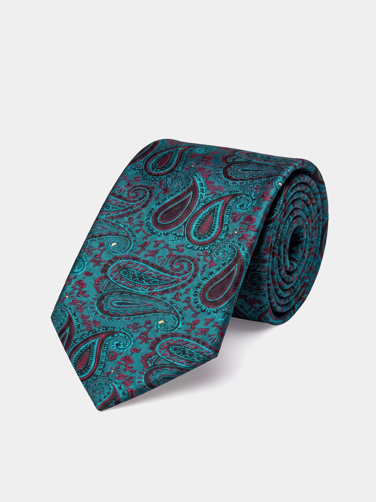 Cravata turcoaz cu motive paisley mix de matase