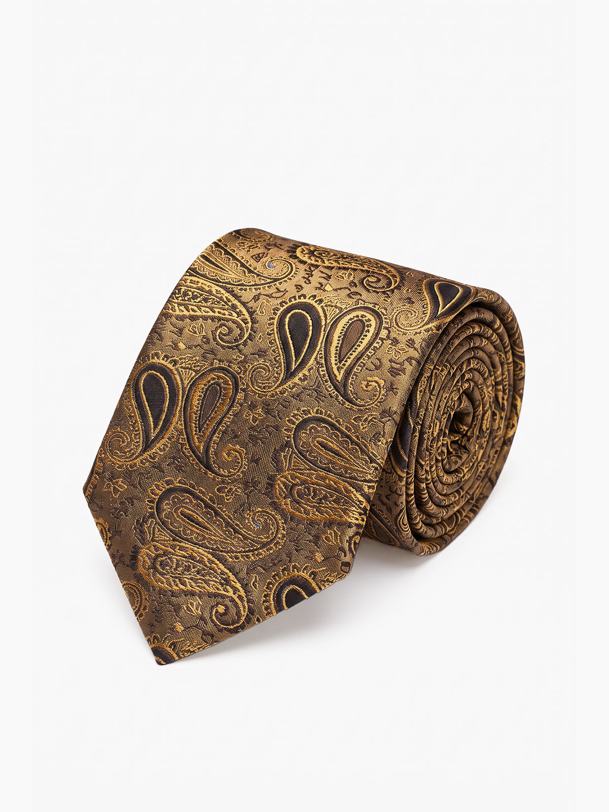 Cravata matase imprimeu paisley auriu