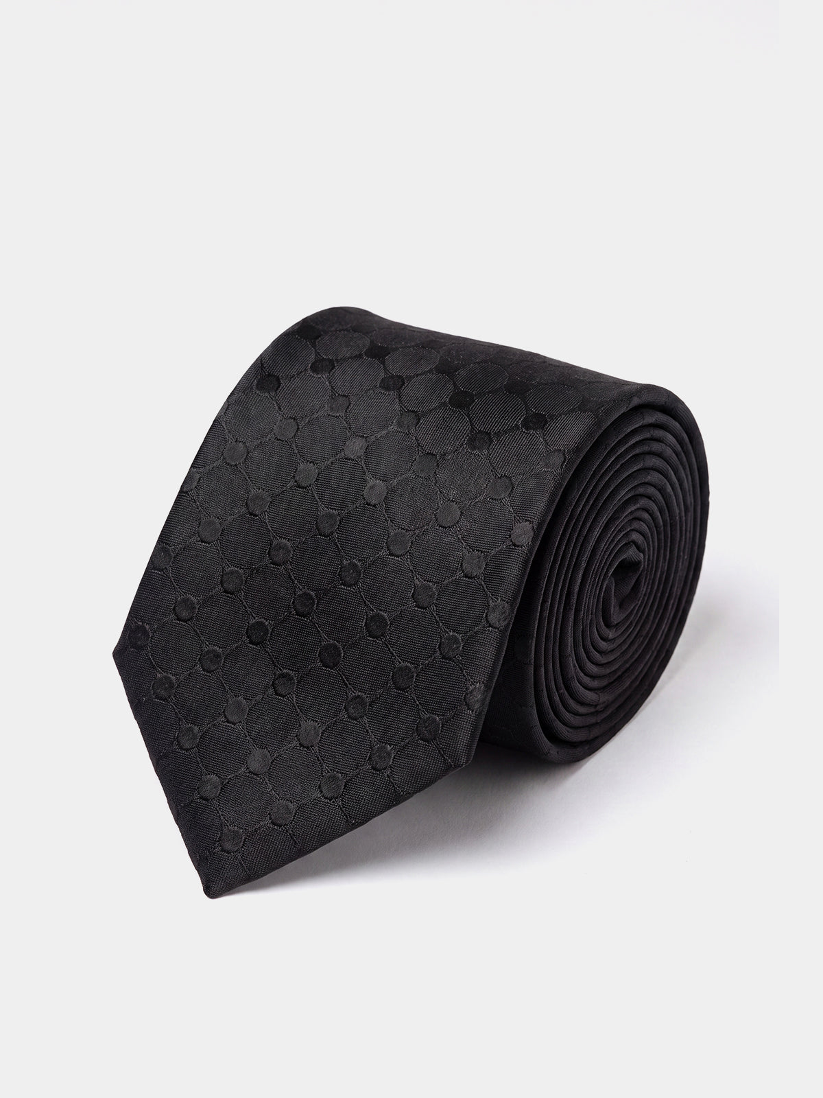 Cravata matase neagra cu buline