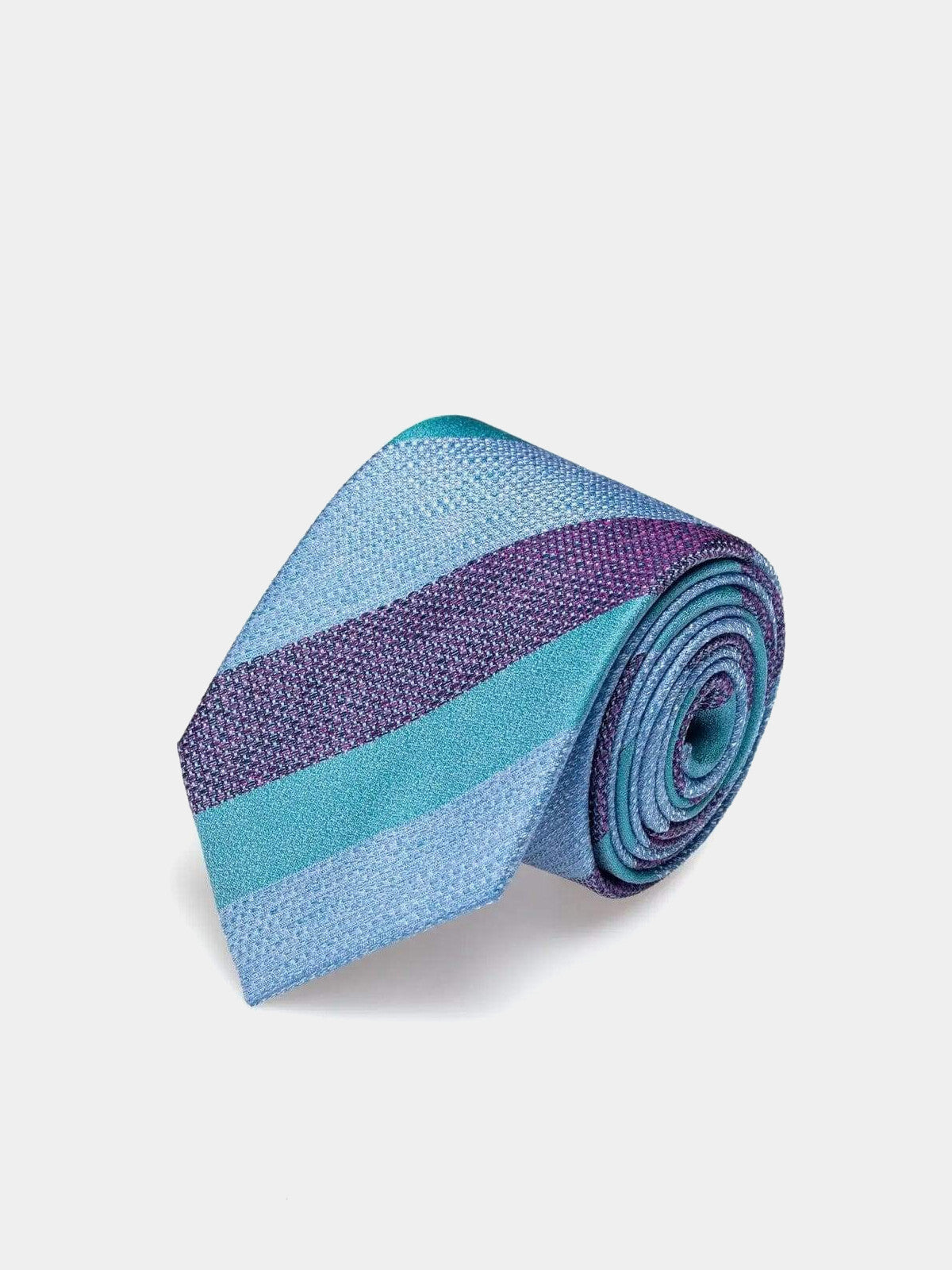Blue silk tie with wide stripes