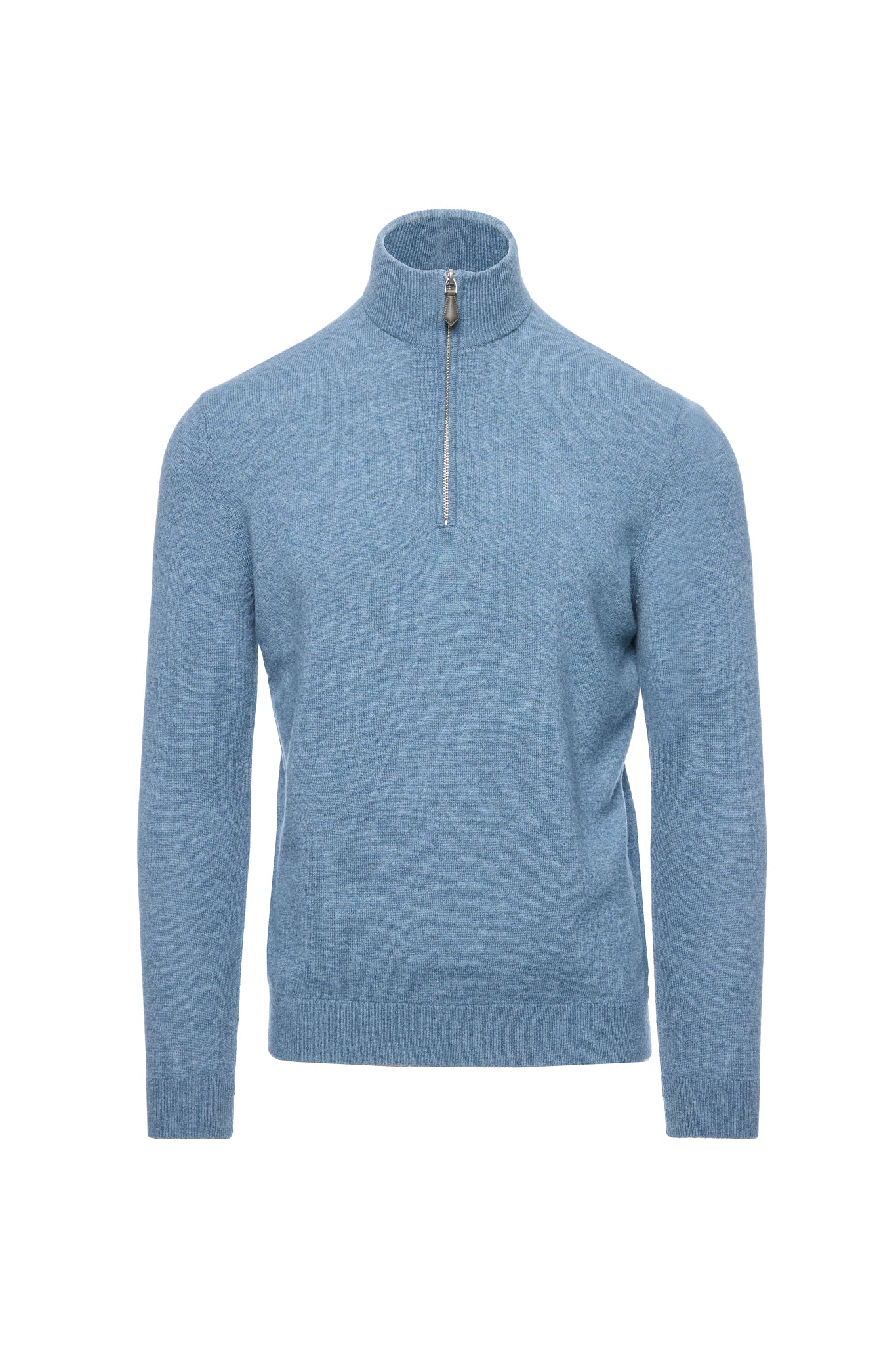 Maleta half-zip din lana si casmir, bleu
