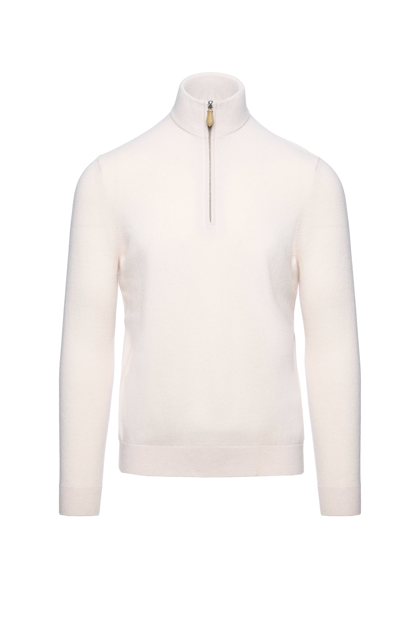 Maleta half-zip din lana si casmir, alba