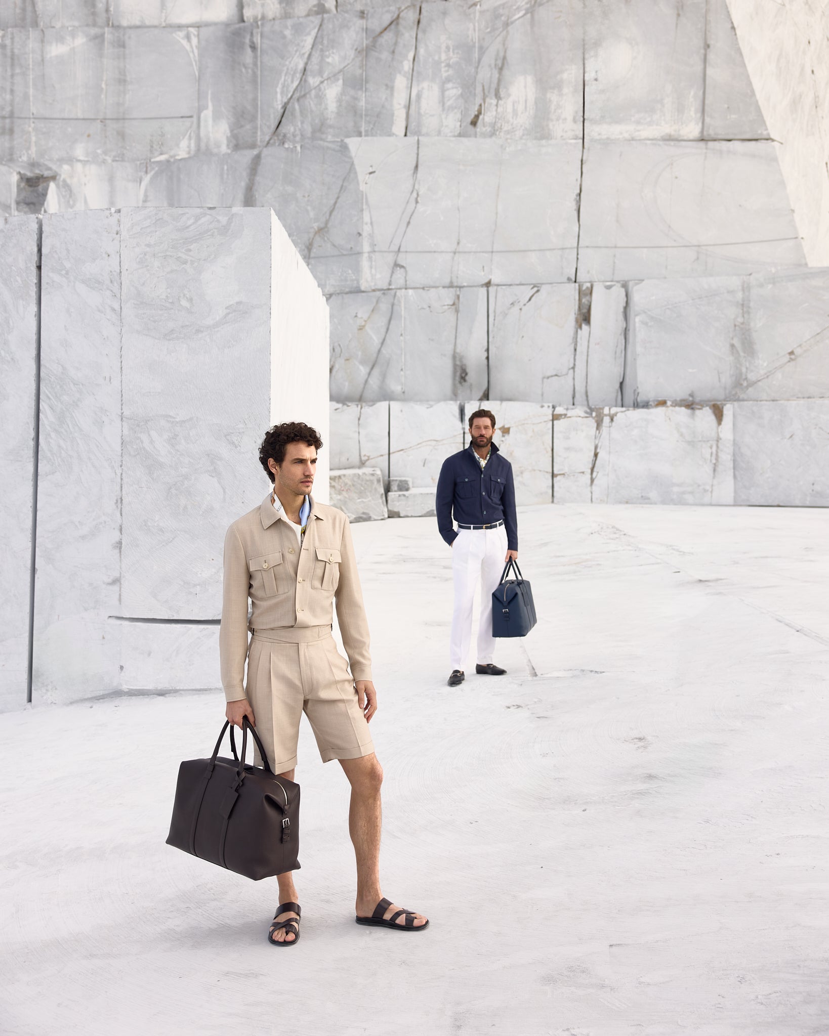 Pantalon scurt bej Made to Measure, tesatura Fratelli Tallia di Delfino