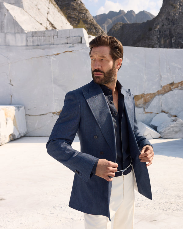Sacou albastru denim Made to Measure, tesatura Loro Piana