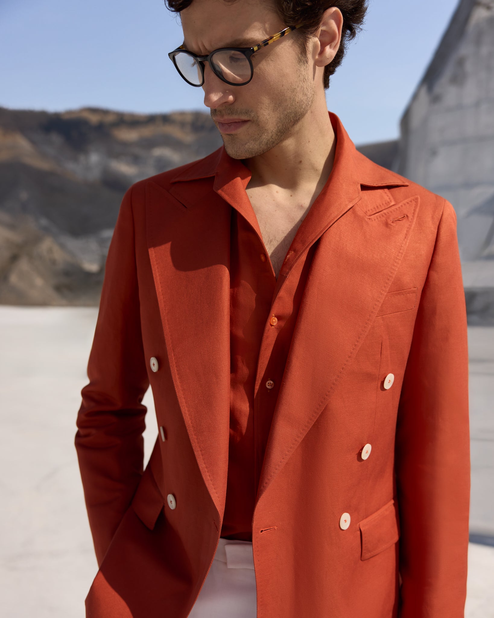 Sacou corai Made to Measure, tesatura Linen Way by Loro Piana