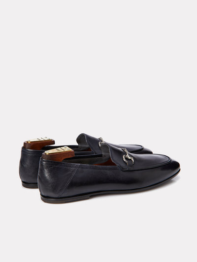 Loafer shoes with metallic chain, navy