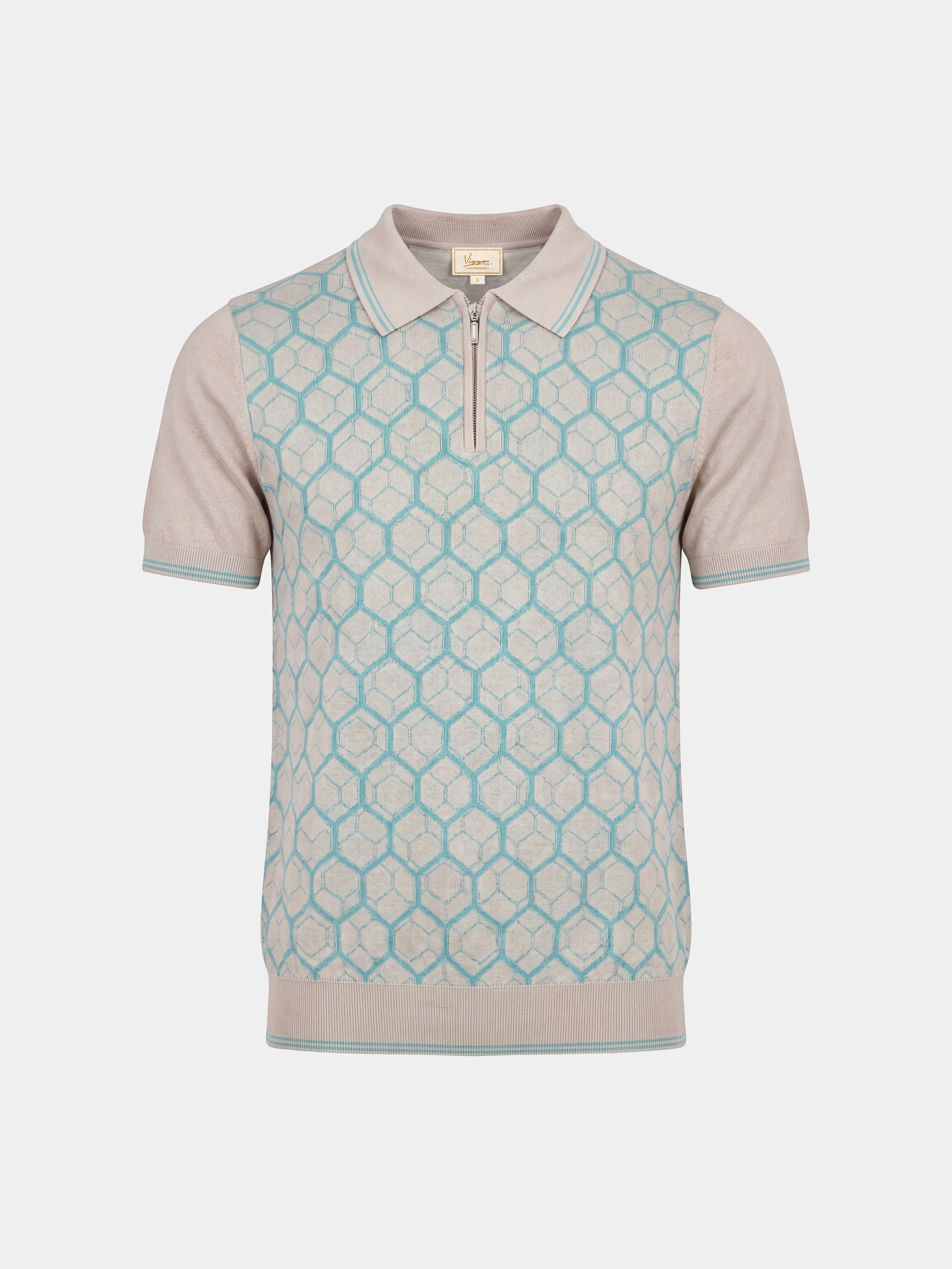 Tricou Polo gri hexagon matase&bumbac