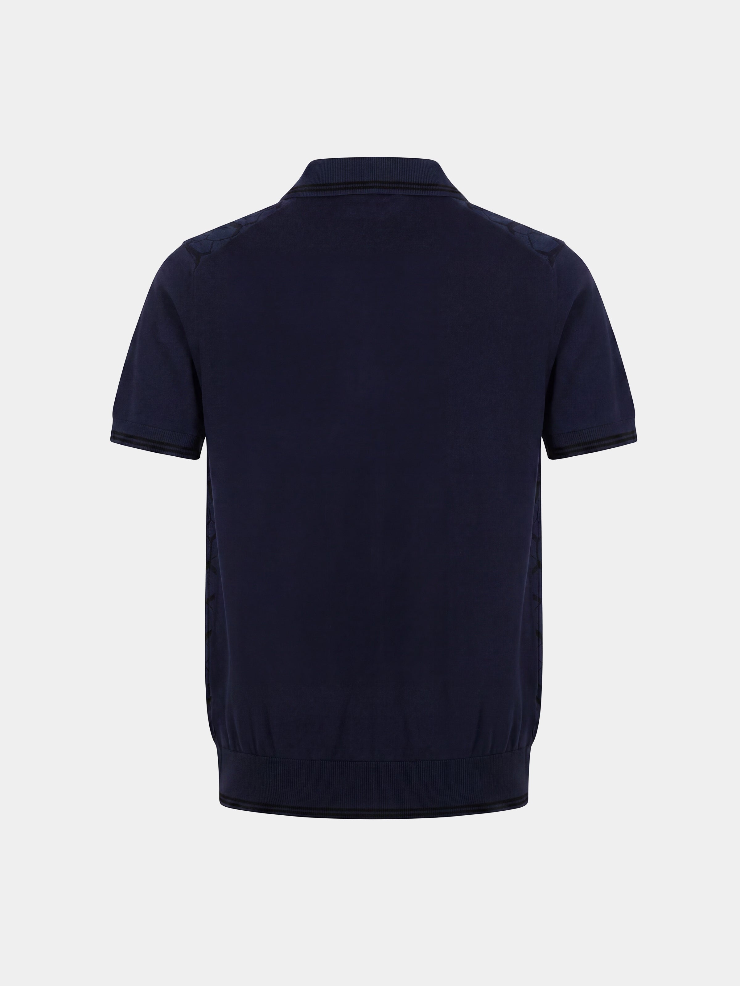 Tricou Polo navy hexagon matase&bumbac