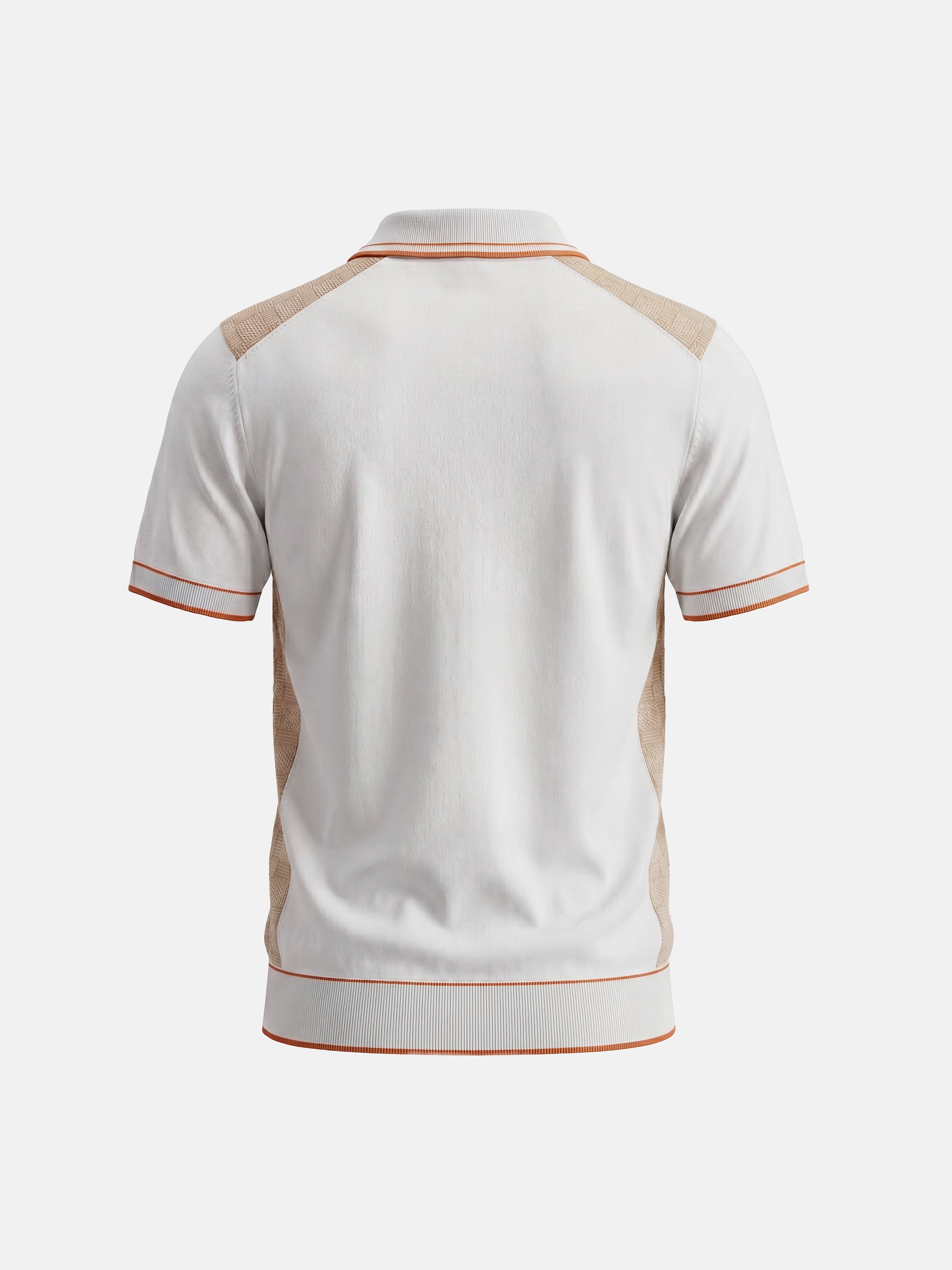 Tricou Polo alb cu crem texturat matase&bumbac