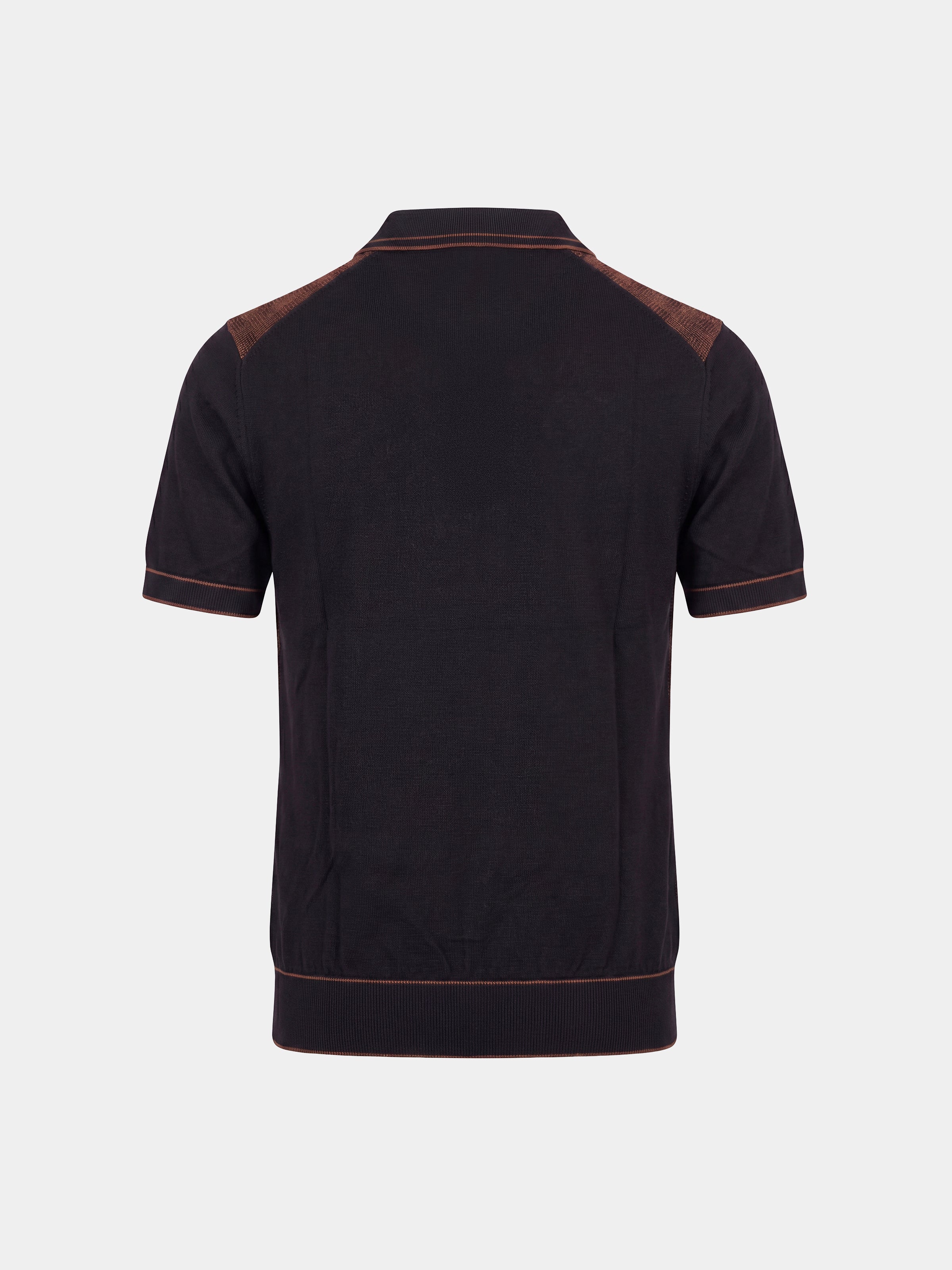 Tricou Polo negru texturat matase&bumbac