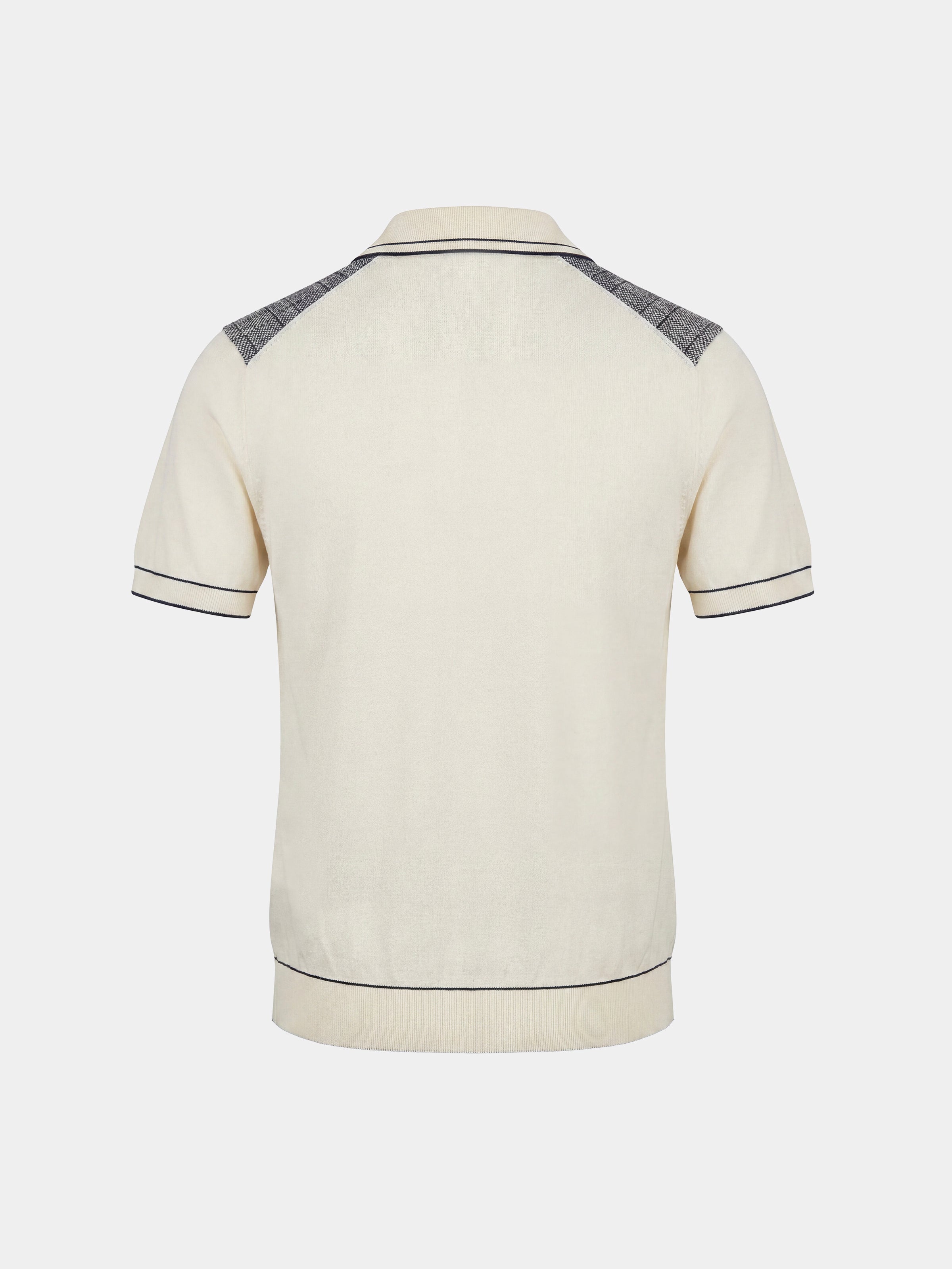 Tricou Polo alb cu gri texturat matase&bumbac