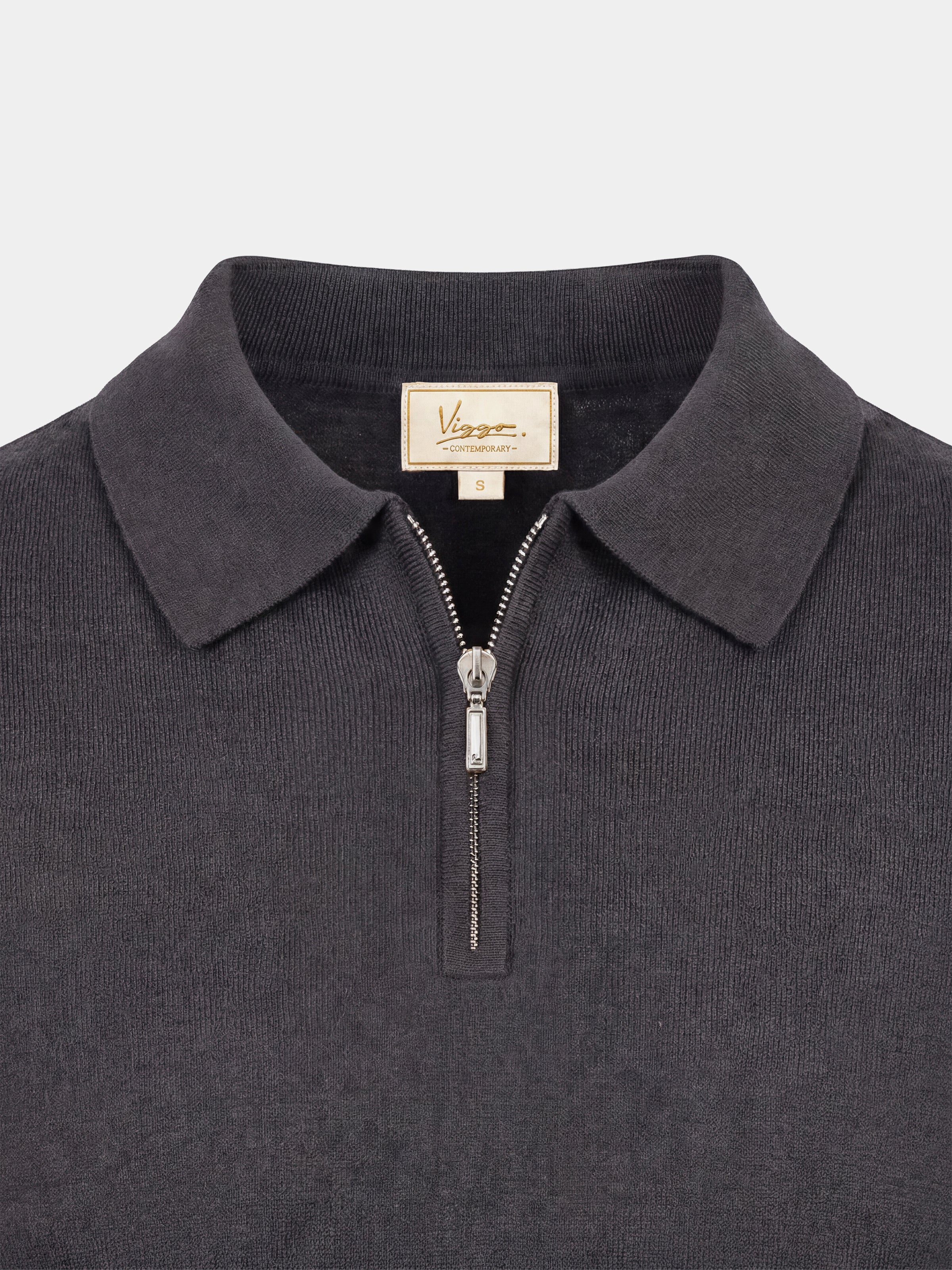 Tricou Polo bleumarin matase & bumbac