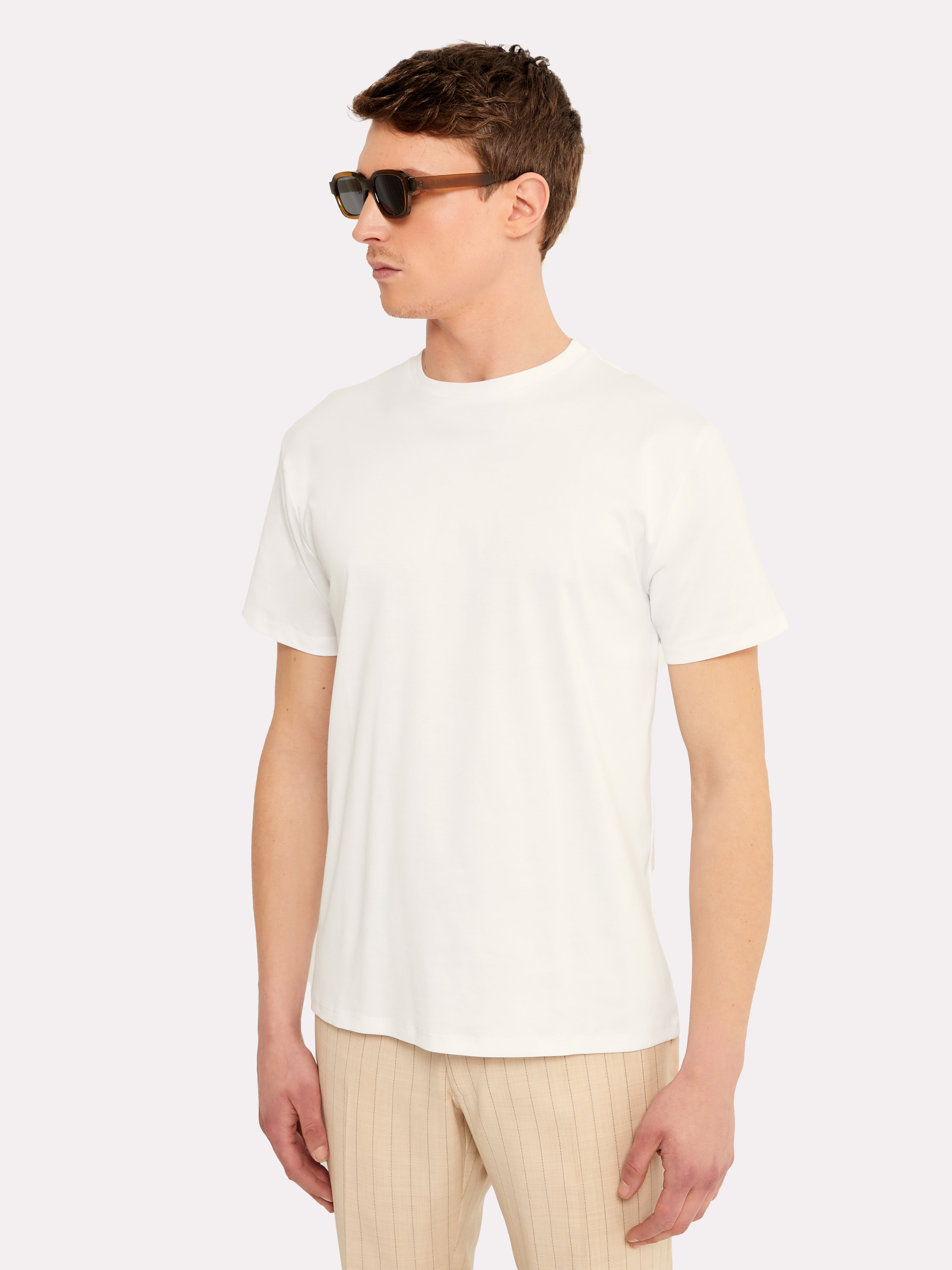 T-shirt bianca in cotone con ottagono