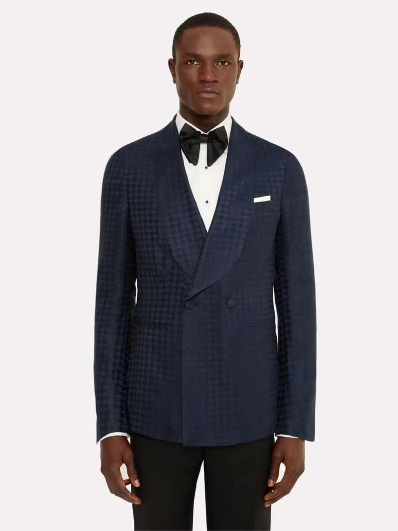 Sacou smoking casmir si matase, tesatura Piacenza, navy
