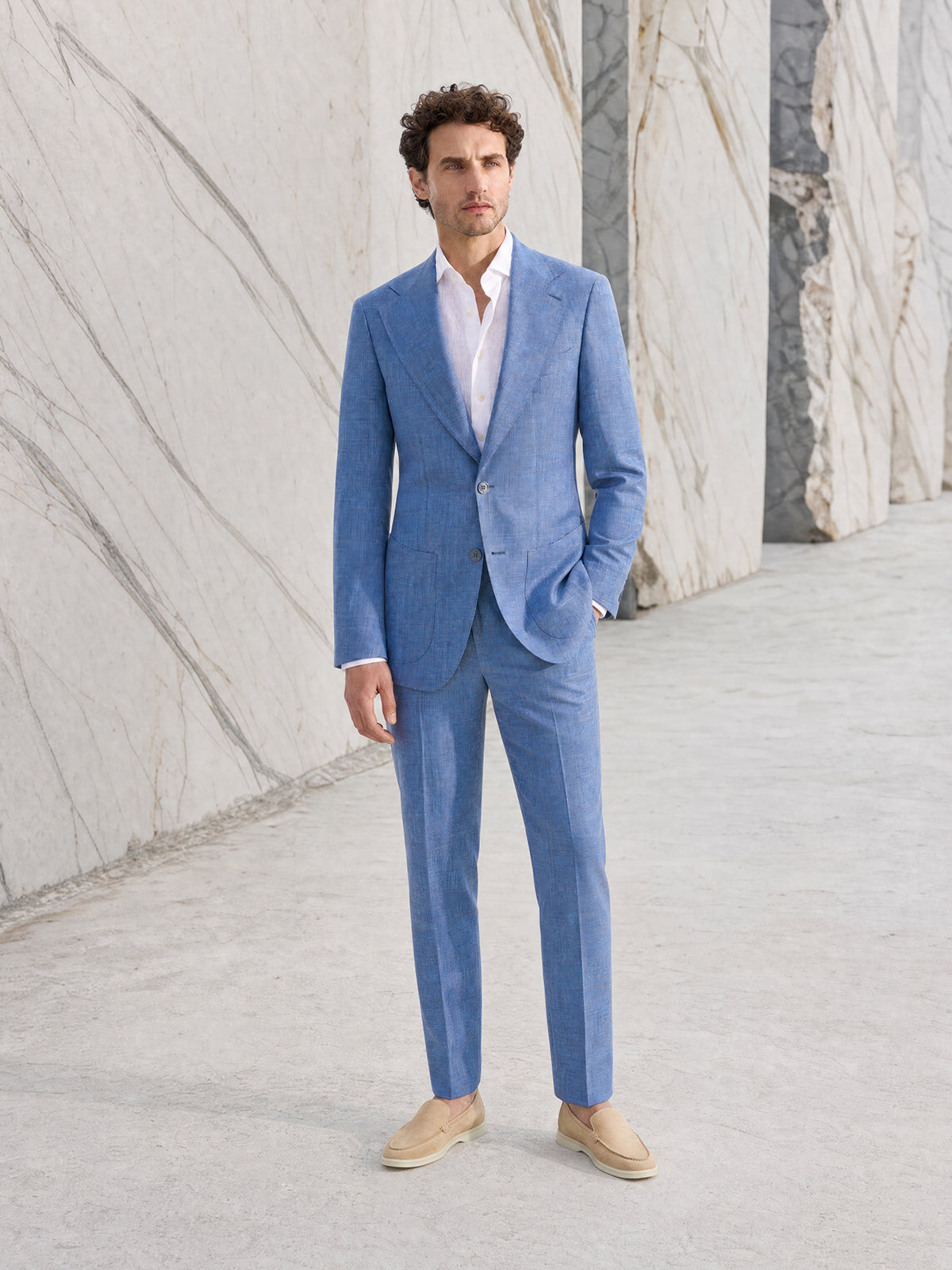 Costum tesatura Loro Piana Summertime, albastru