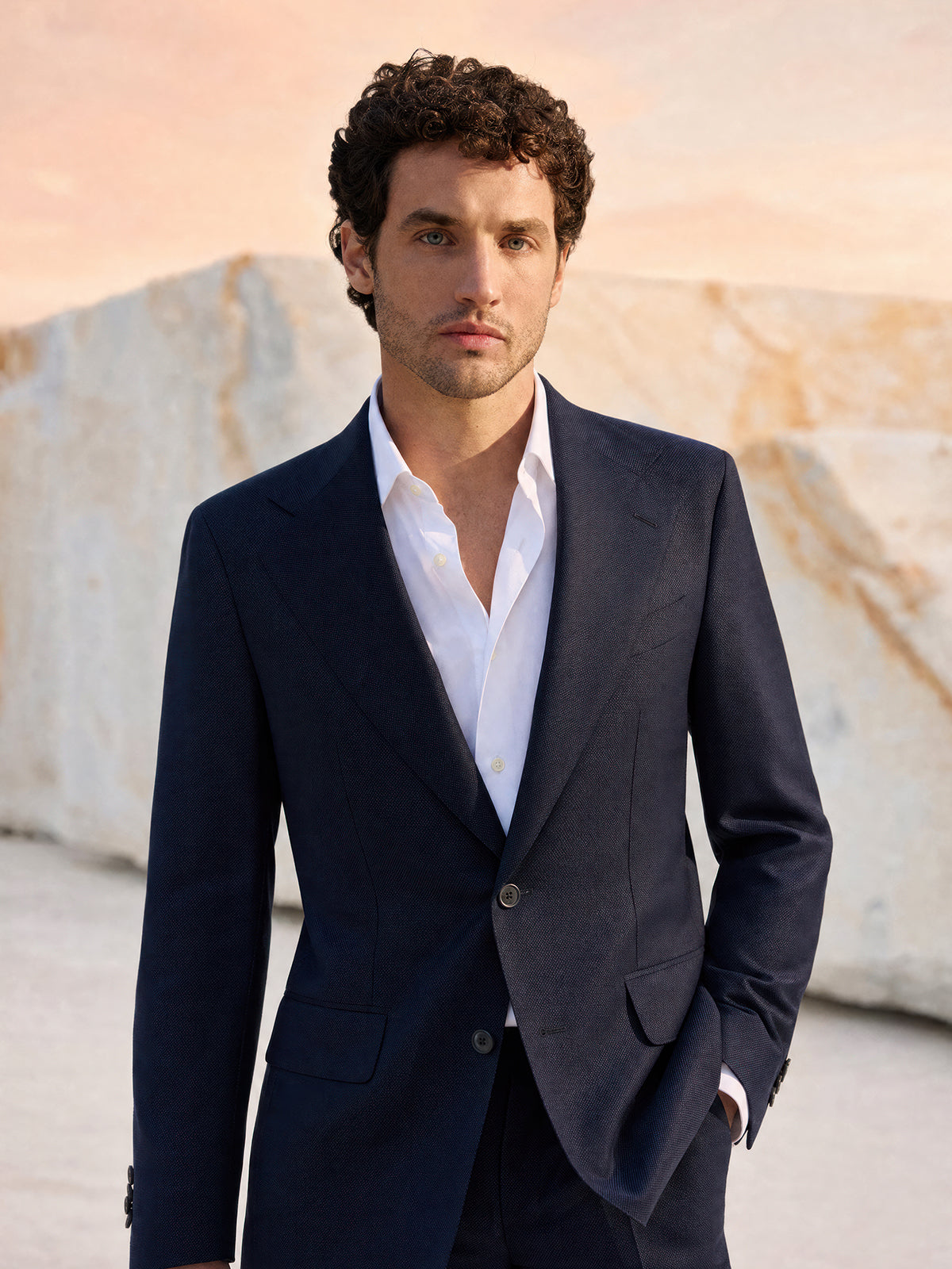 Costum tesatura Loro Piana, lana virgina, bleumarin