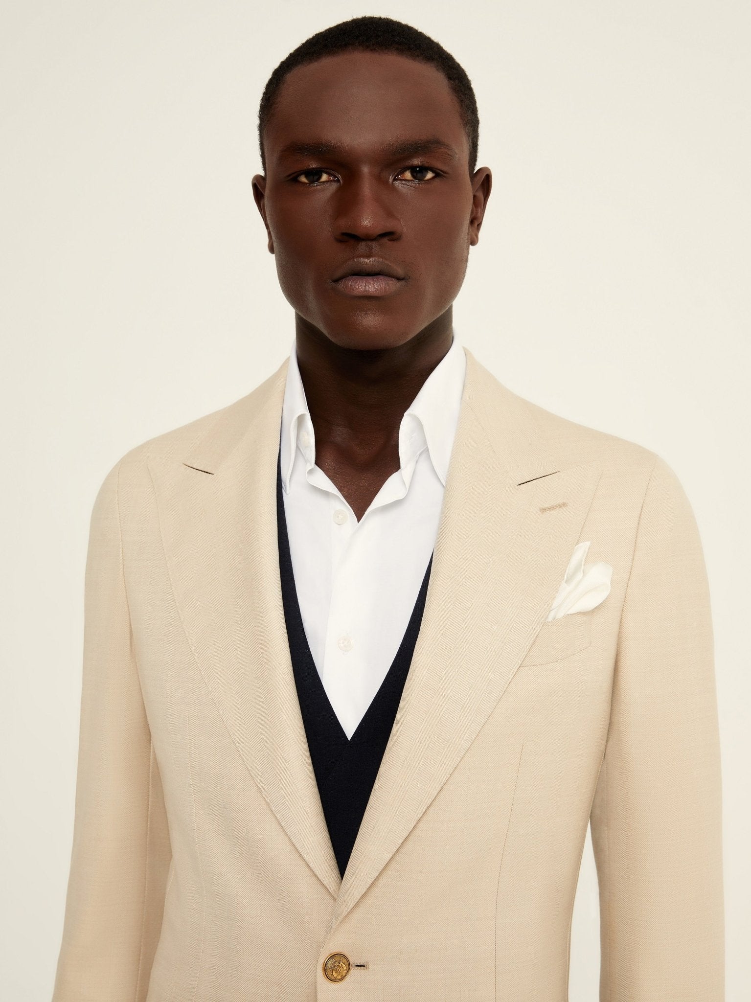 Sacou tesatura Vitale Barberis, herringbone, beige - Viggo