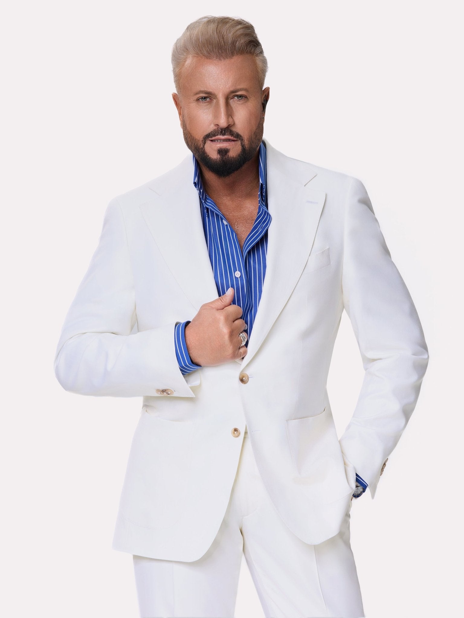 Costum tesatura Loro Piana, alb - Viggo