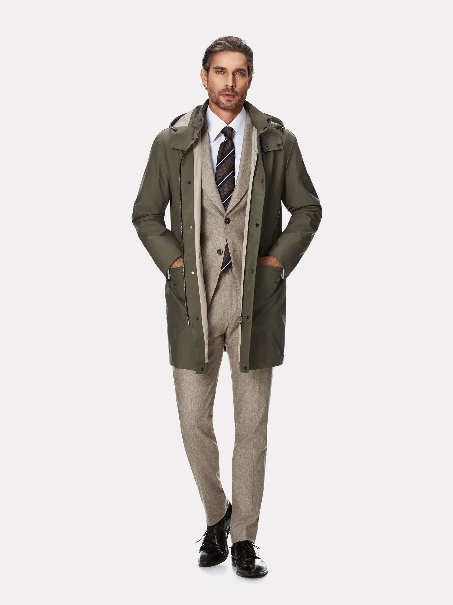 Costum tesatura TG di Fabio, flanel beige, texturat - Viggo