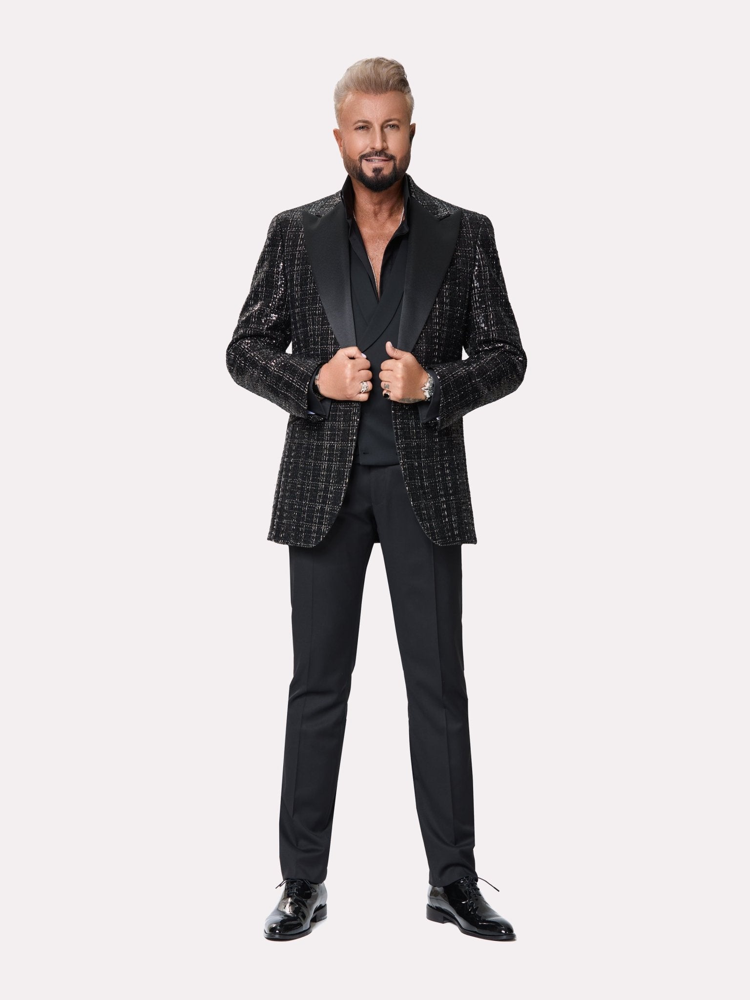 Sacou smoking made to measure cu paiete in carouri albe - Viggo