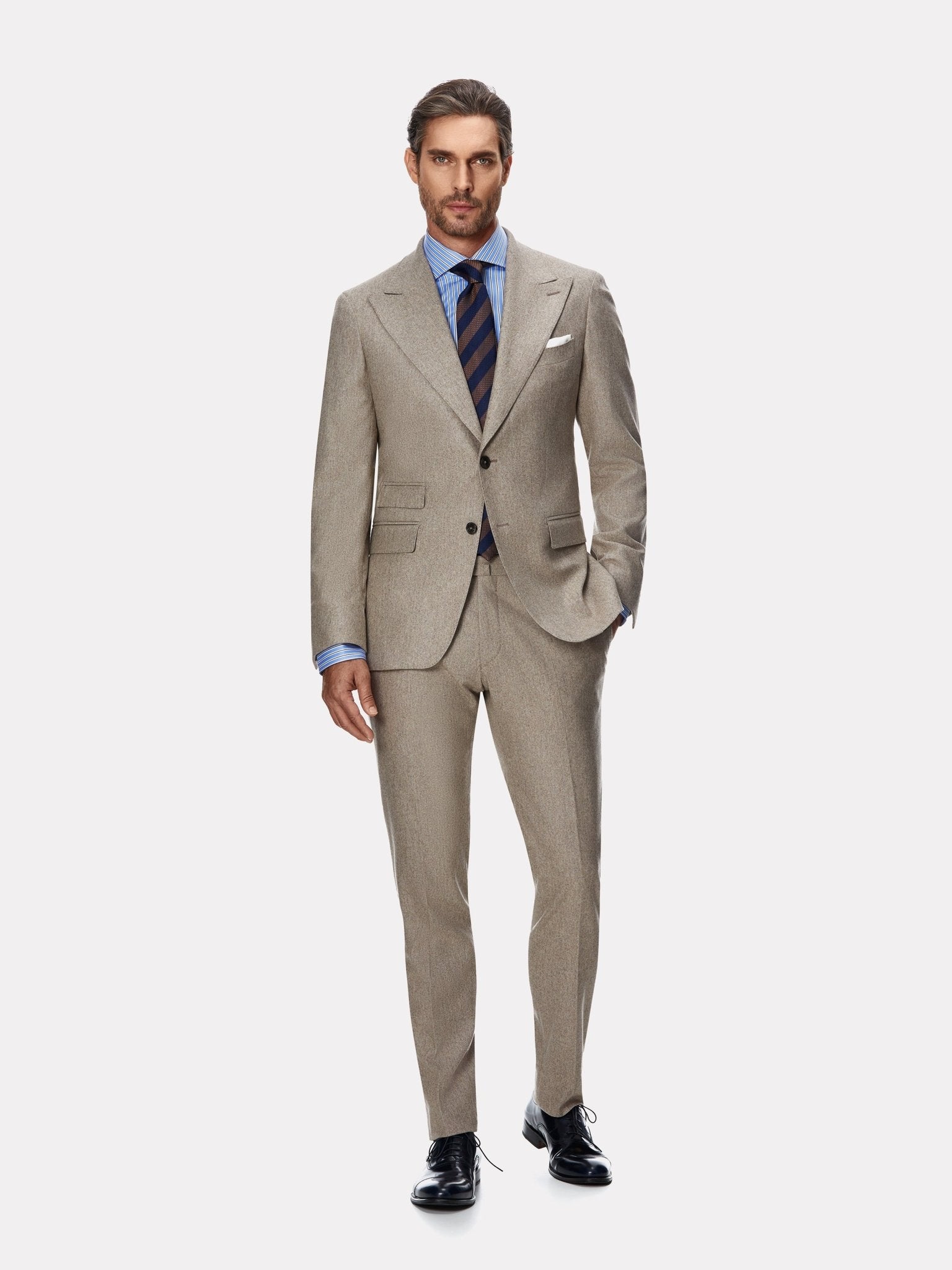 Costum tesatura TG di Fabio, flanel beige, texturat - Viggo