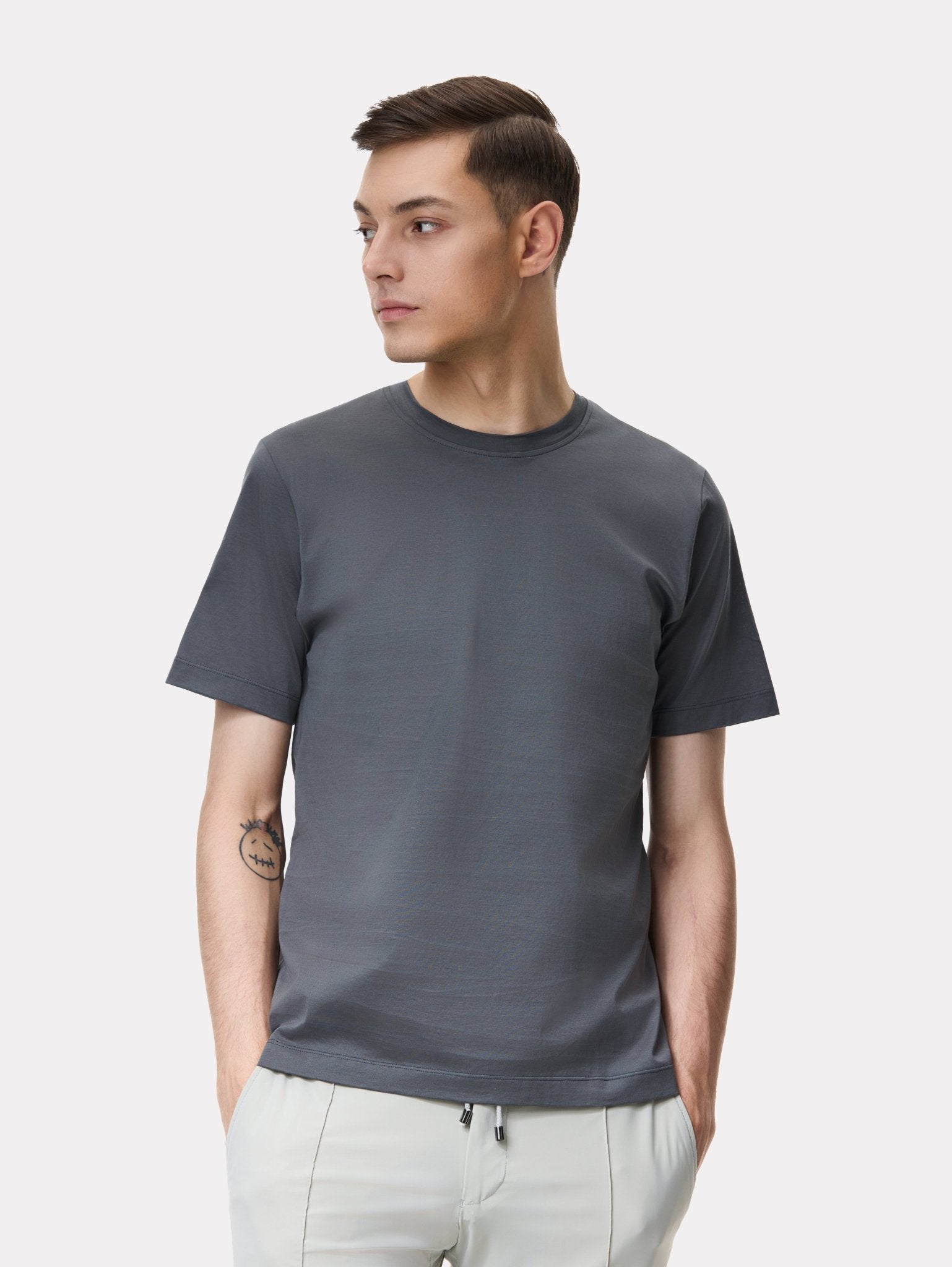 Tricou gri inchis din bumbac Filoscozia® - Viggo