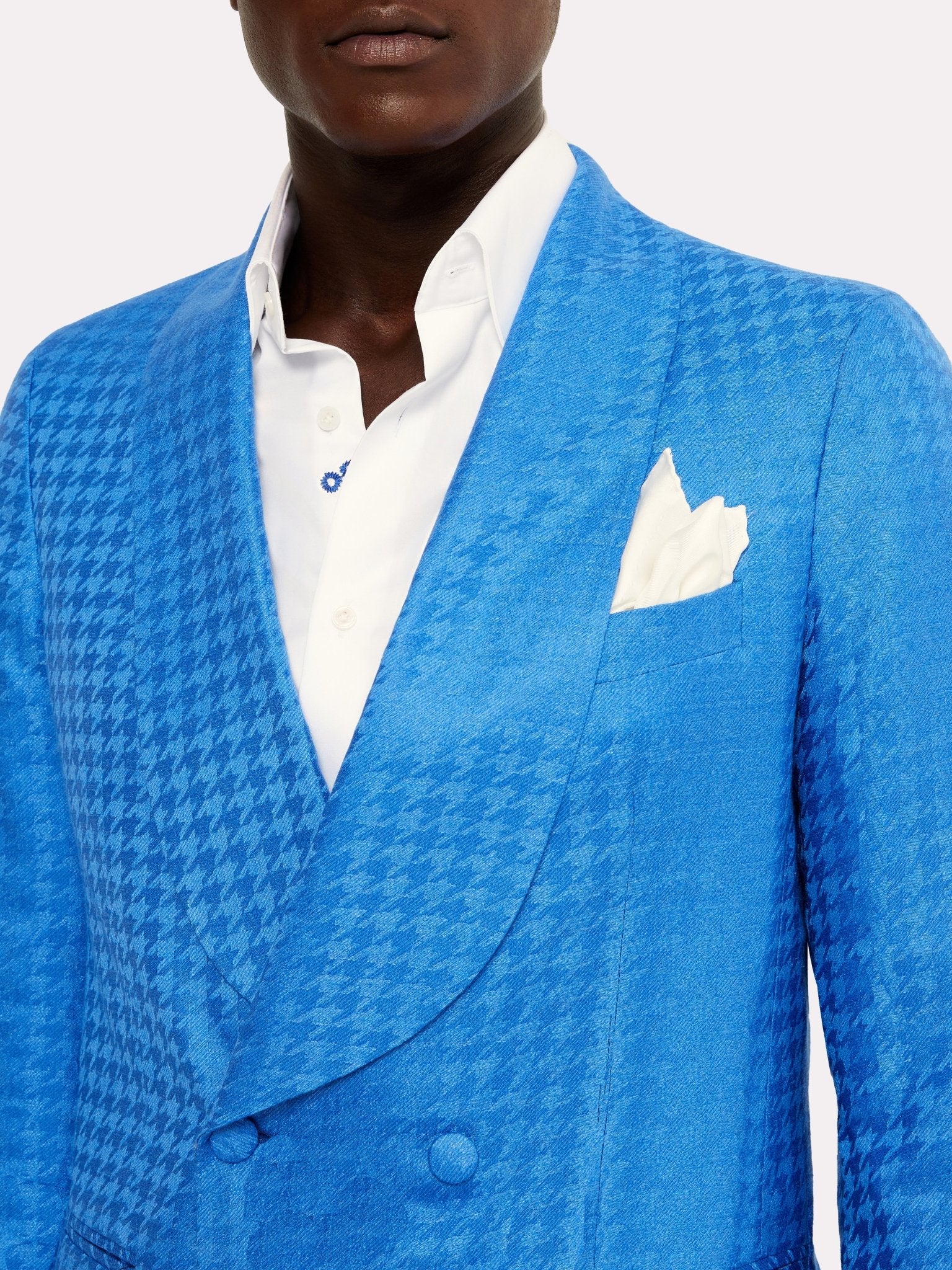 Sacou smoking casmir si matase, tesatura Piacenza, albastru - Viggo