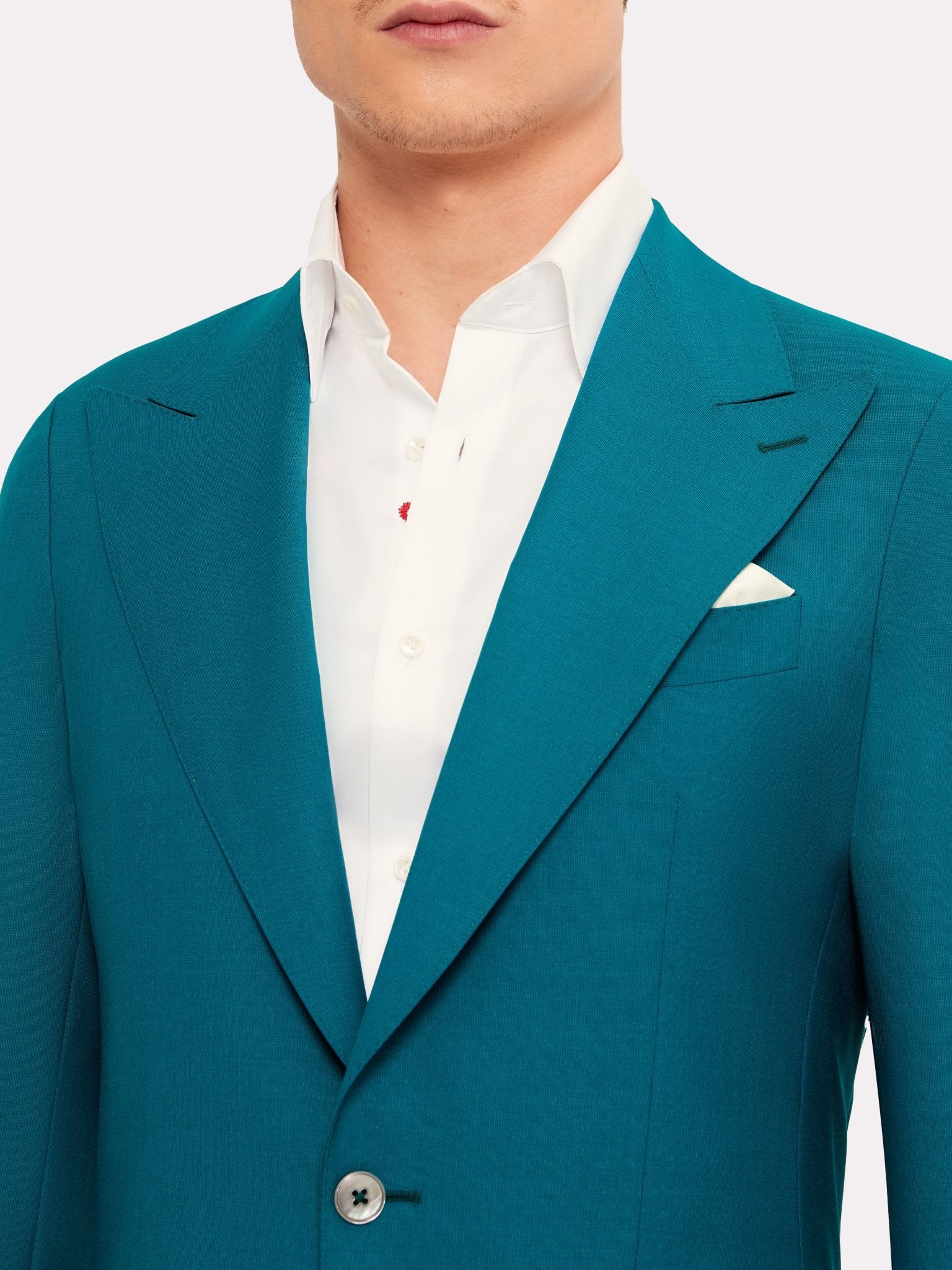 Costum tesatura Vitale Barberis, aquamarin din lana si matase - Viggo
