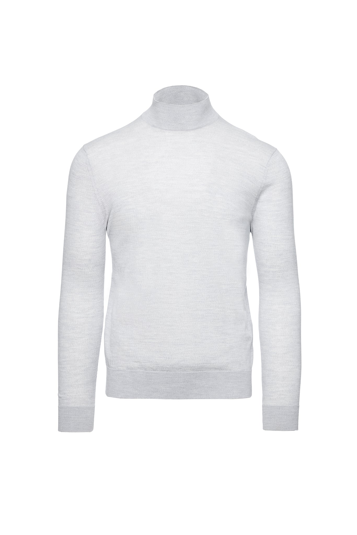 Maleta lana merino, guler semi-inalt, gri