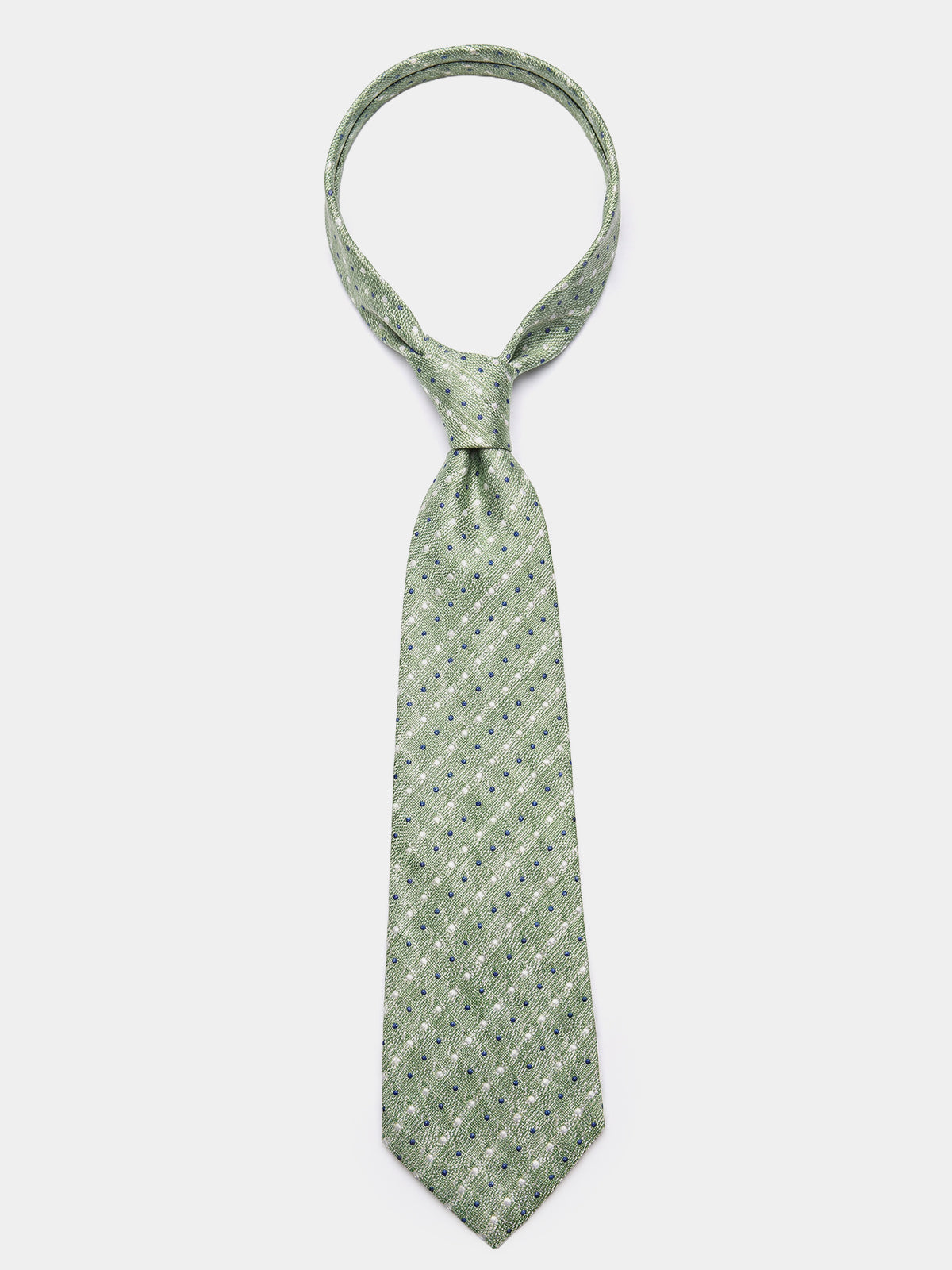 Cravata verde matase & bumbac imprimeu pin dot