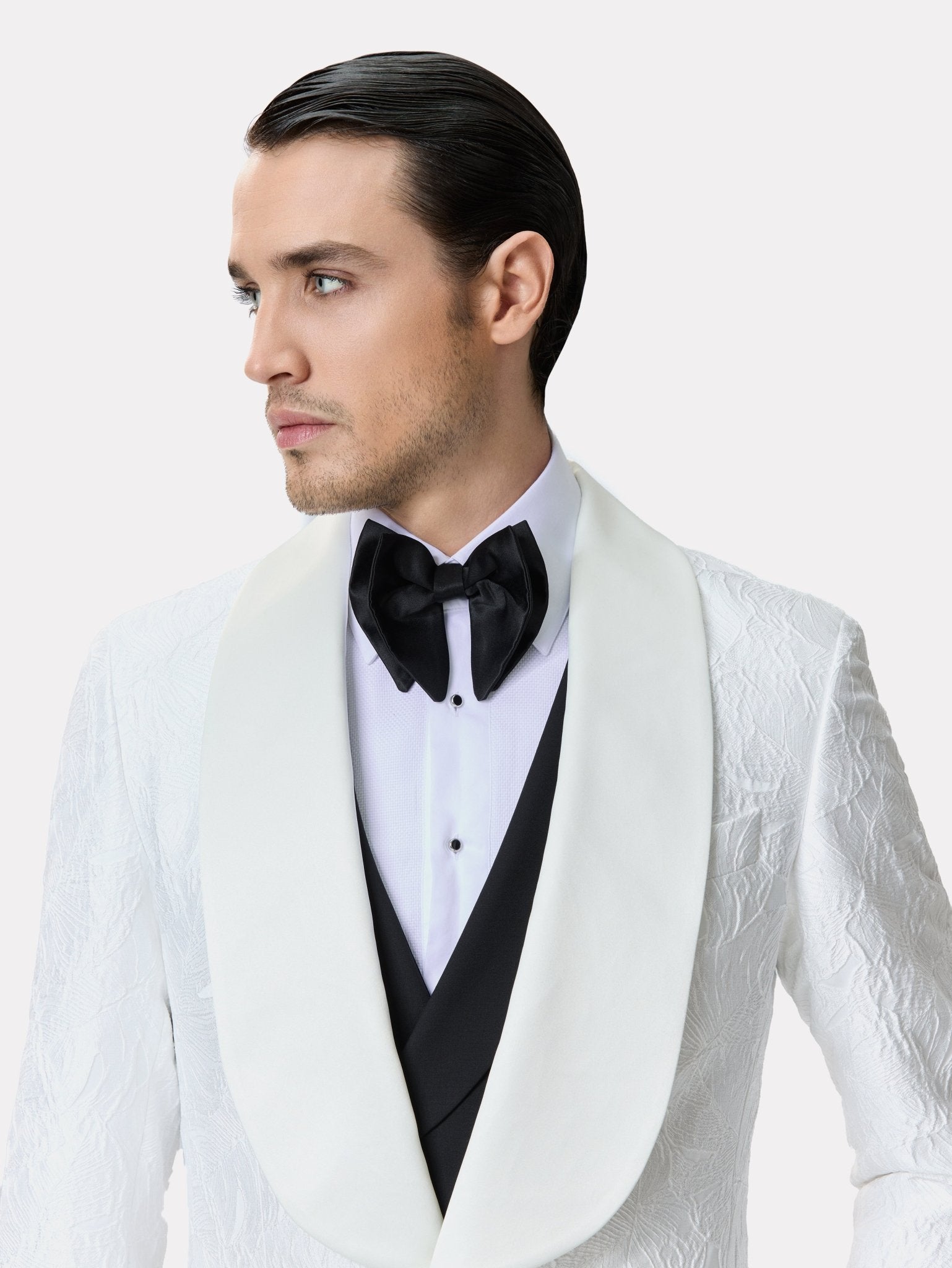 Sacou smoking made to measure alb cu model 3d - Viggo