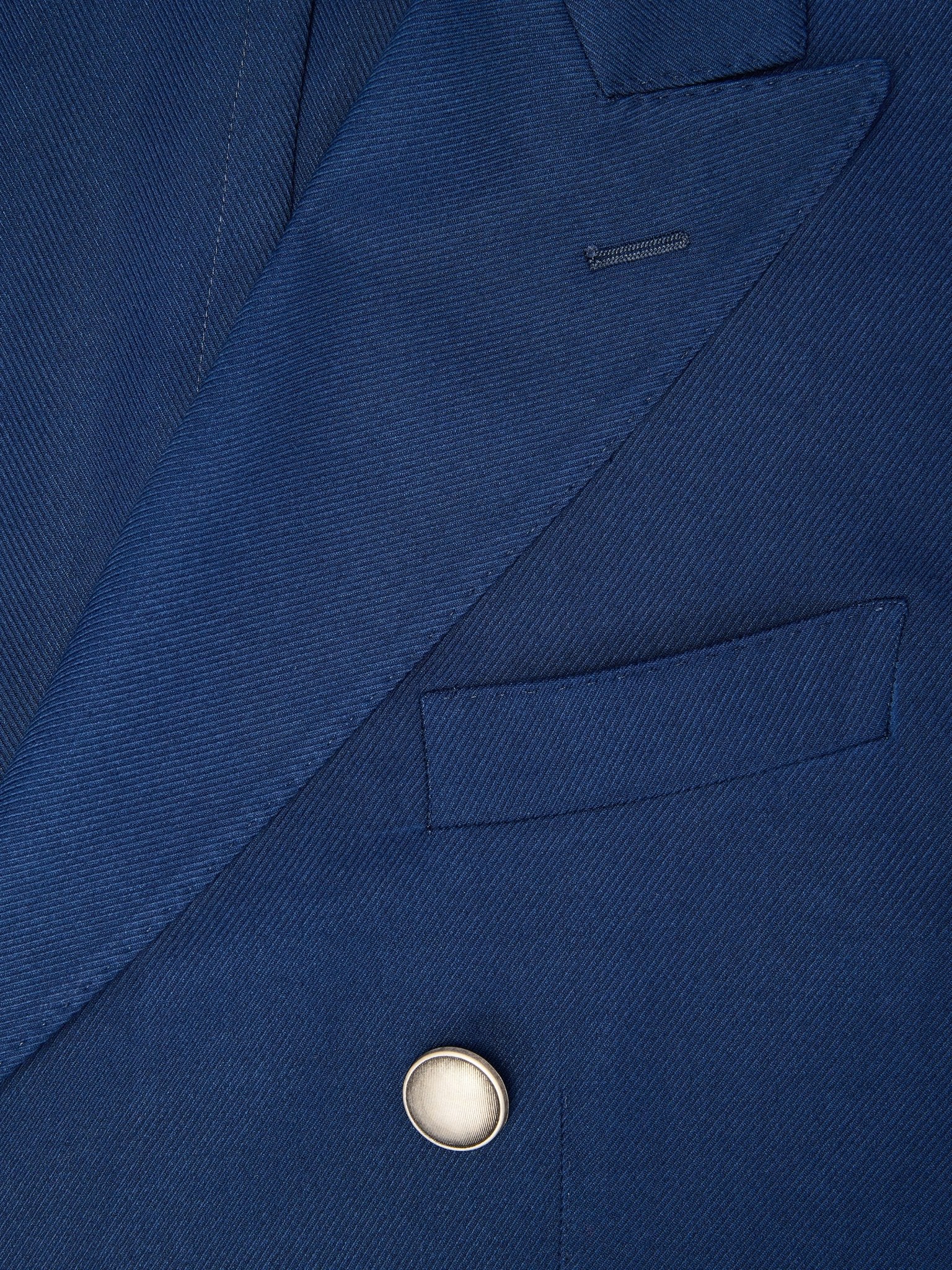 Sacou albastru texturat la doua randuri de nasturi, slim fit - Viggo