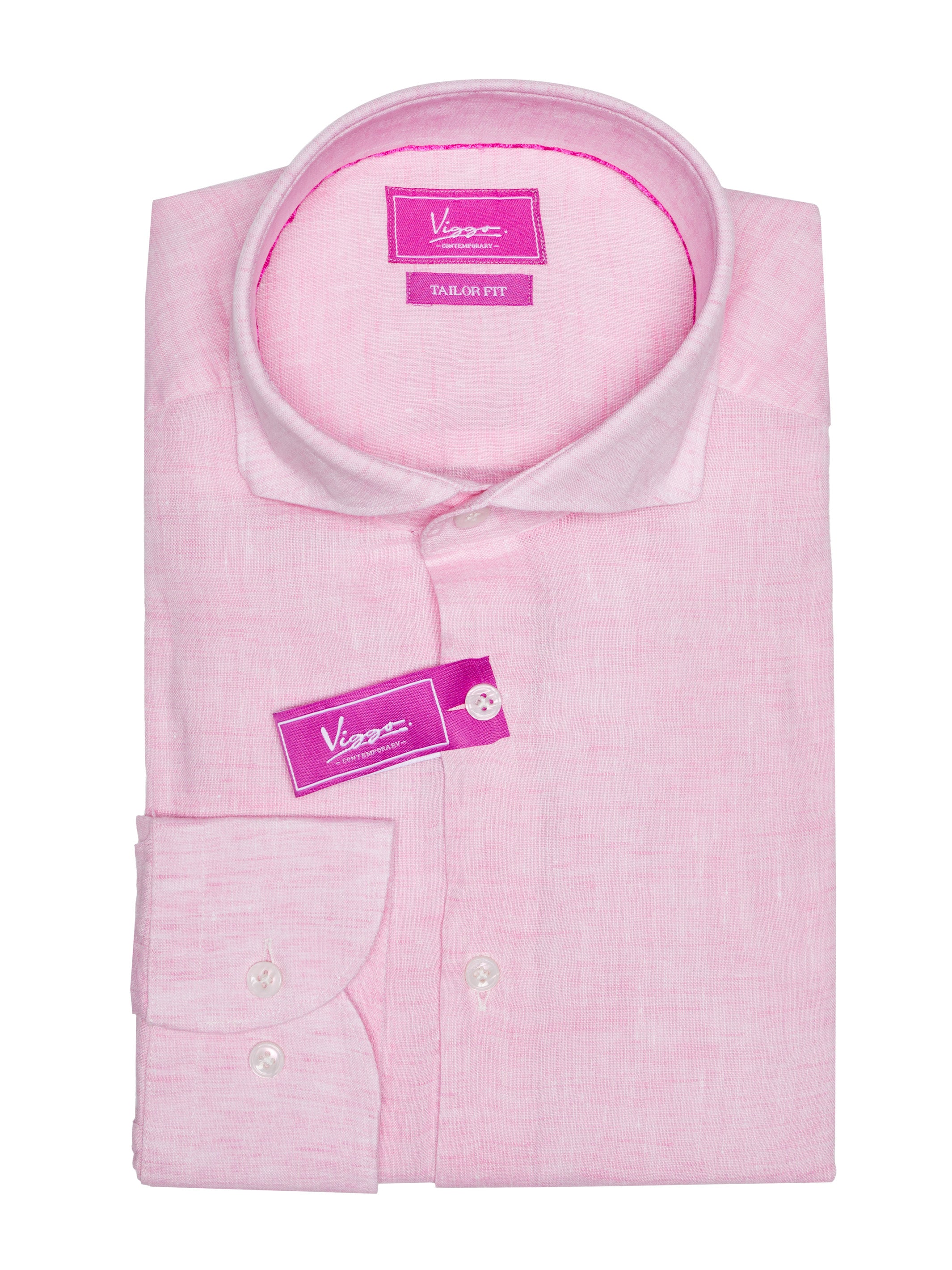 ピンクのリネンシャツ