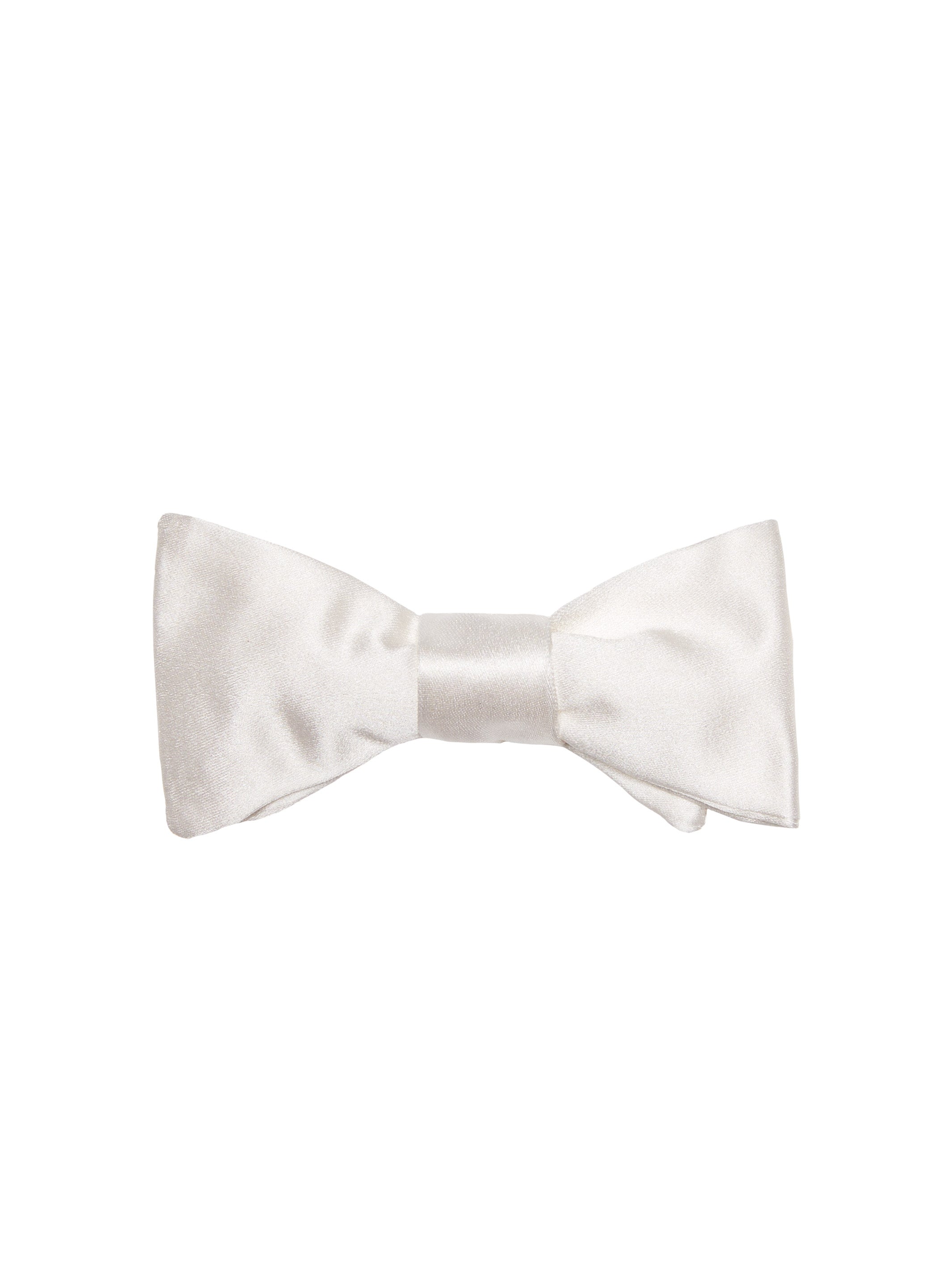 White natural silk bow tie