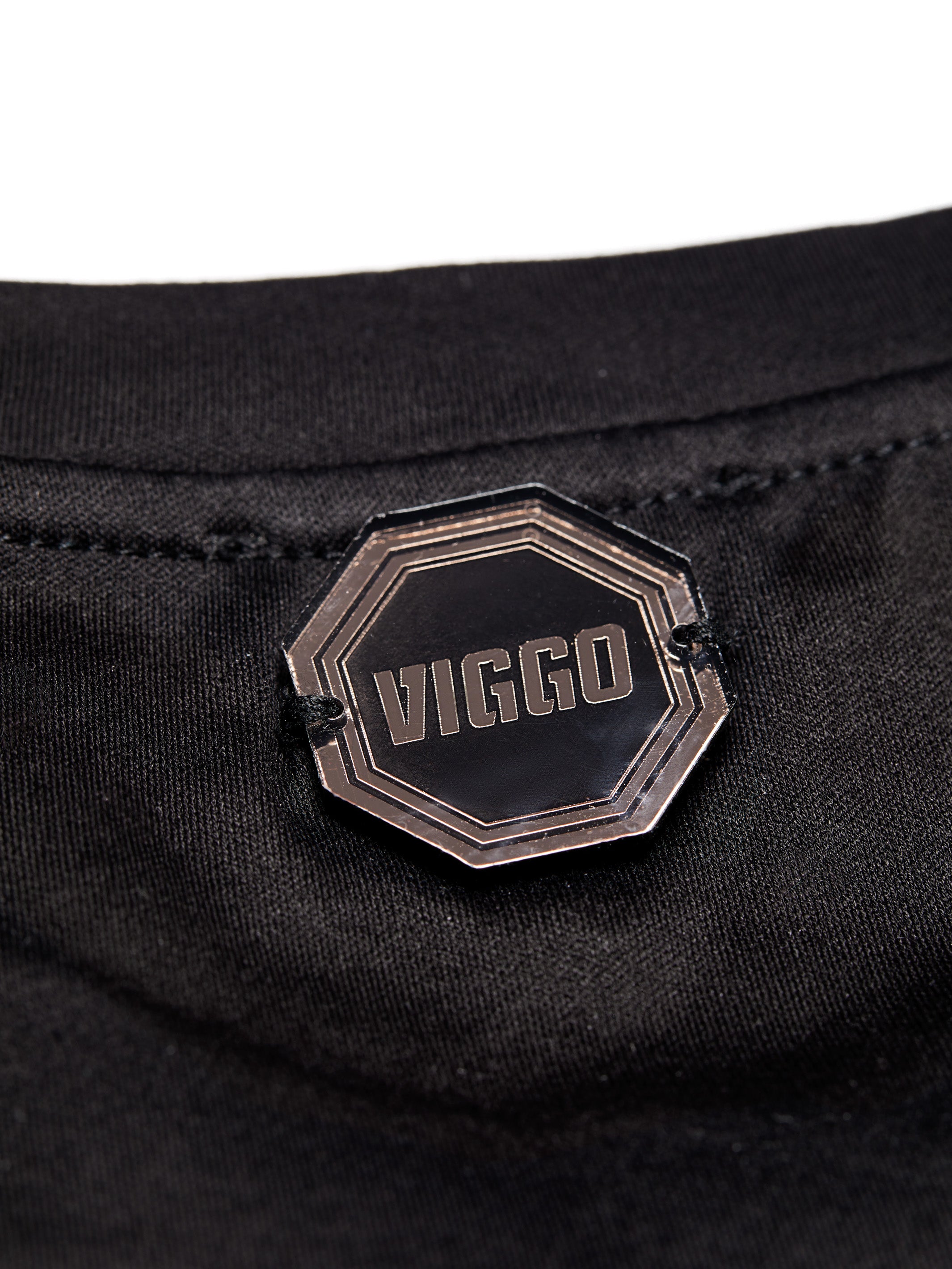 Black cotton t-shirt with octagon