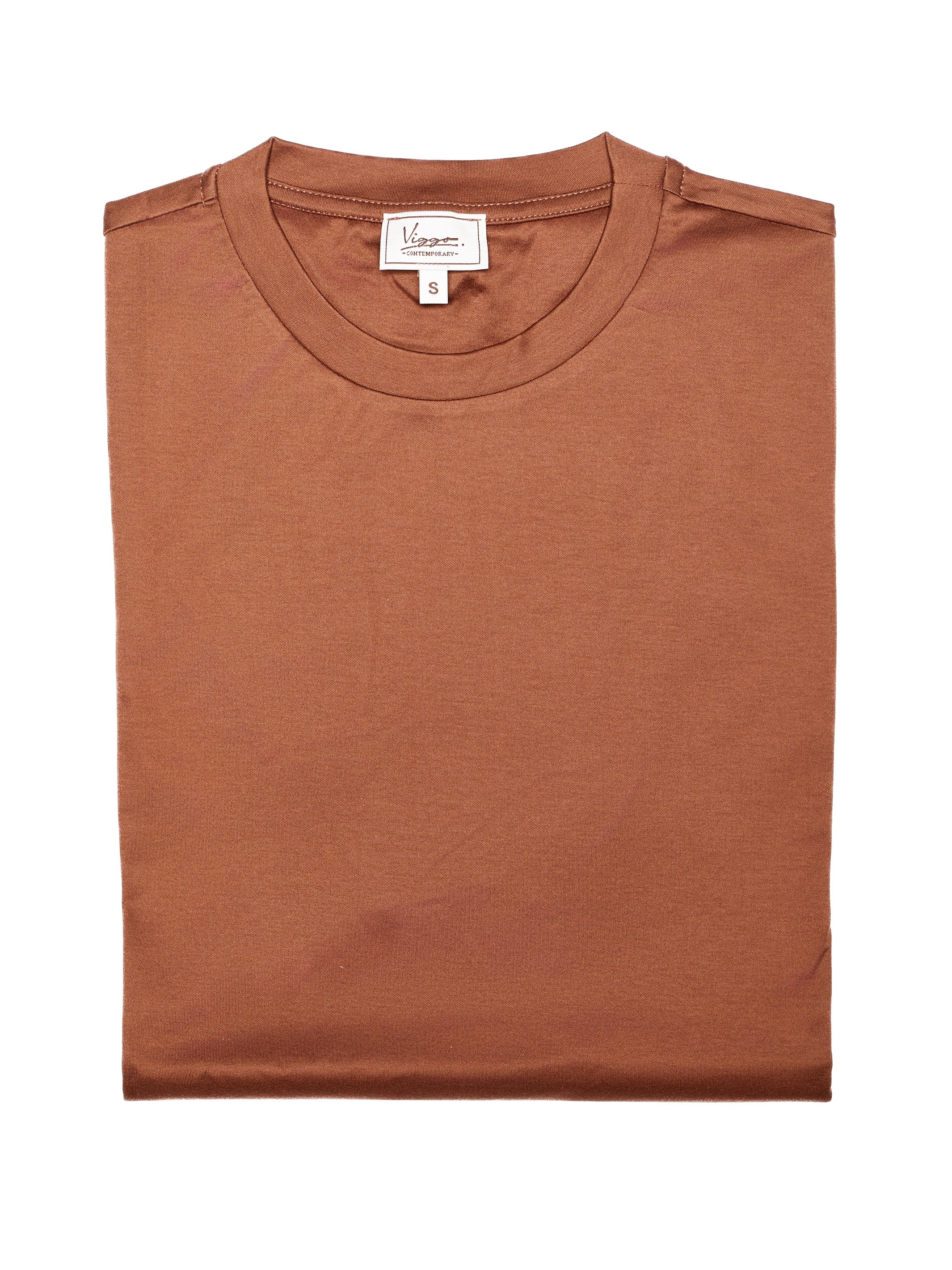 T-shirt cammello in cotone con ottagono