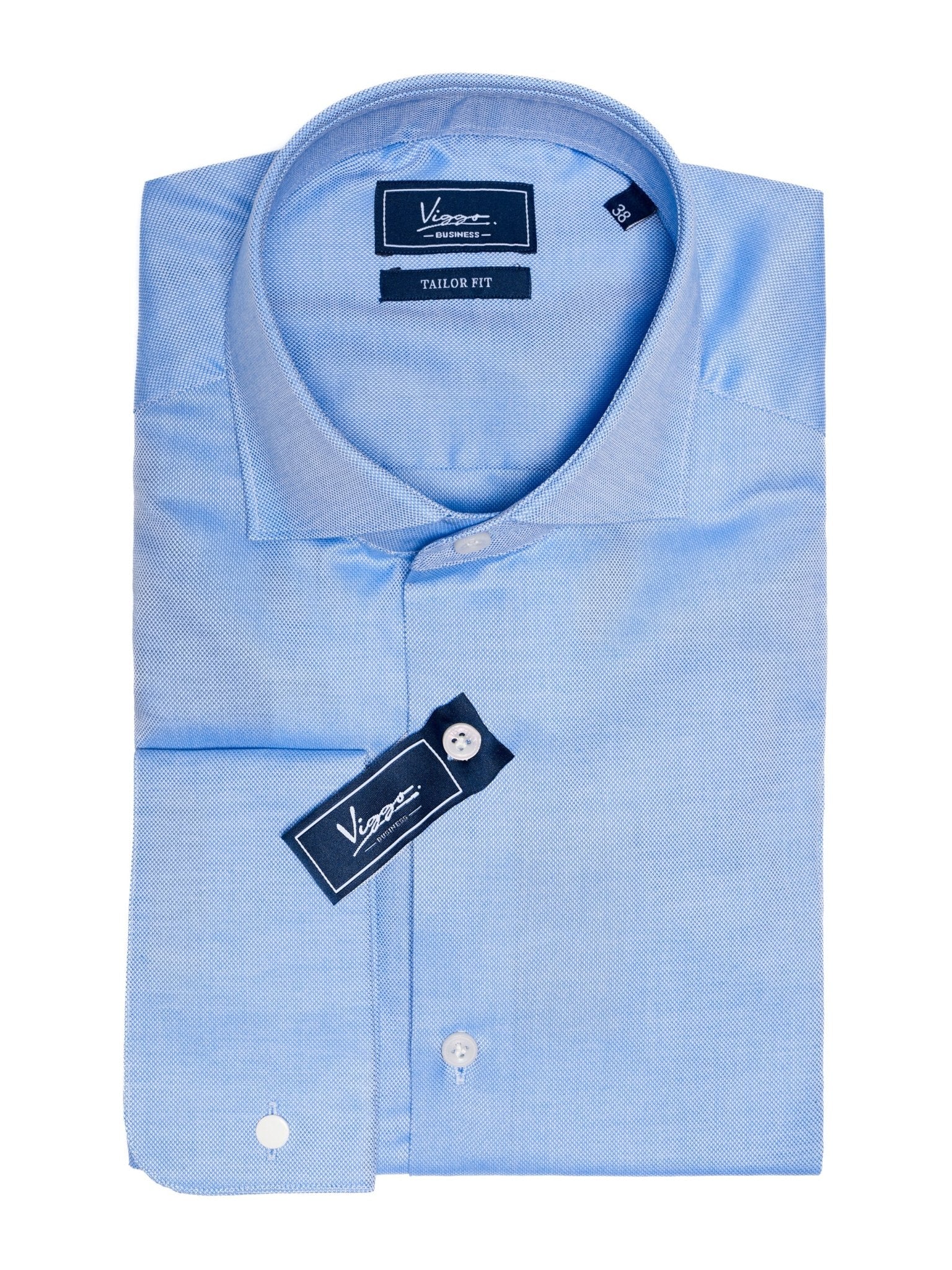 Camasa bleu texturata, manseta de butoni - Viggo