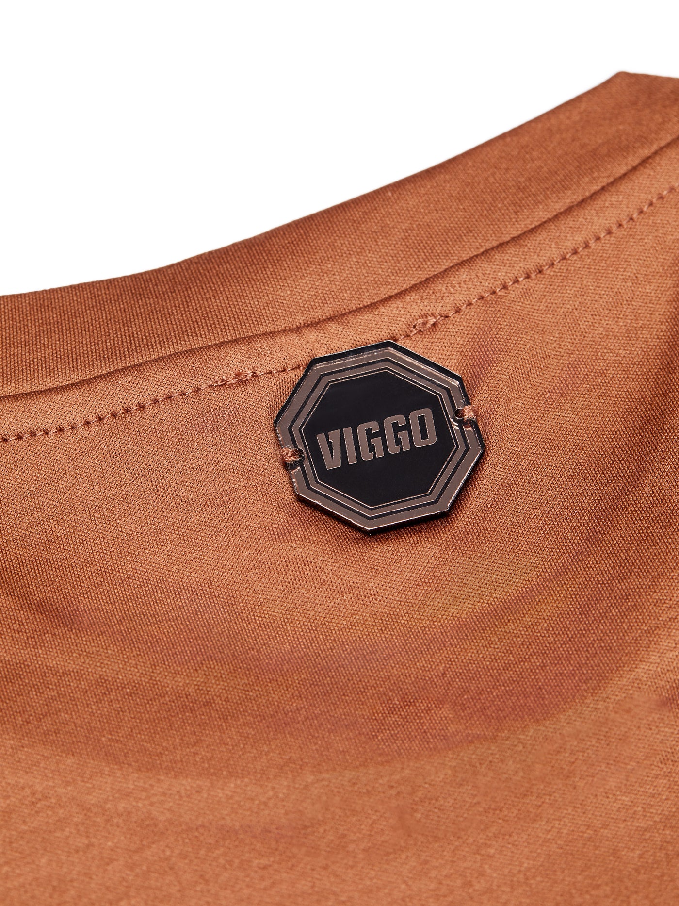 Tricou camel din bumbac cu octogon