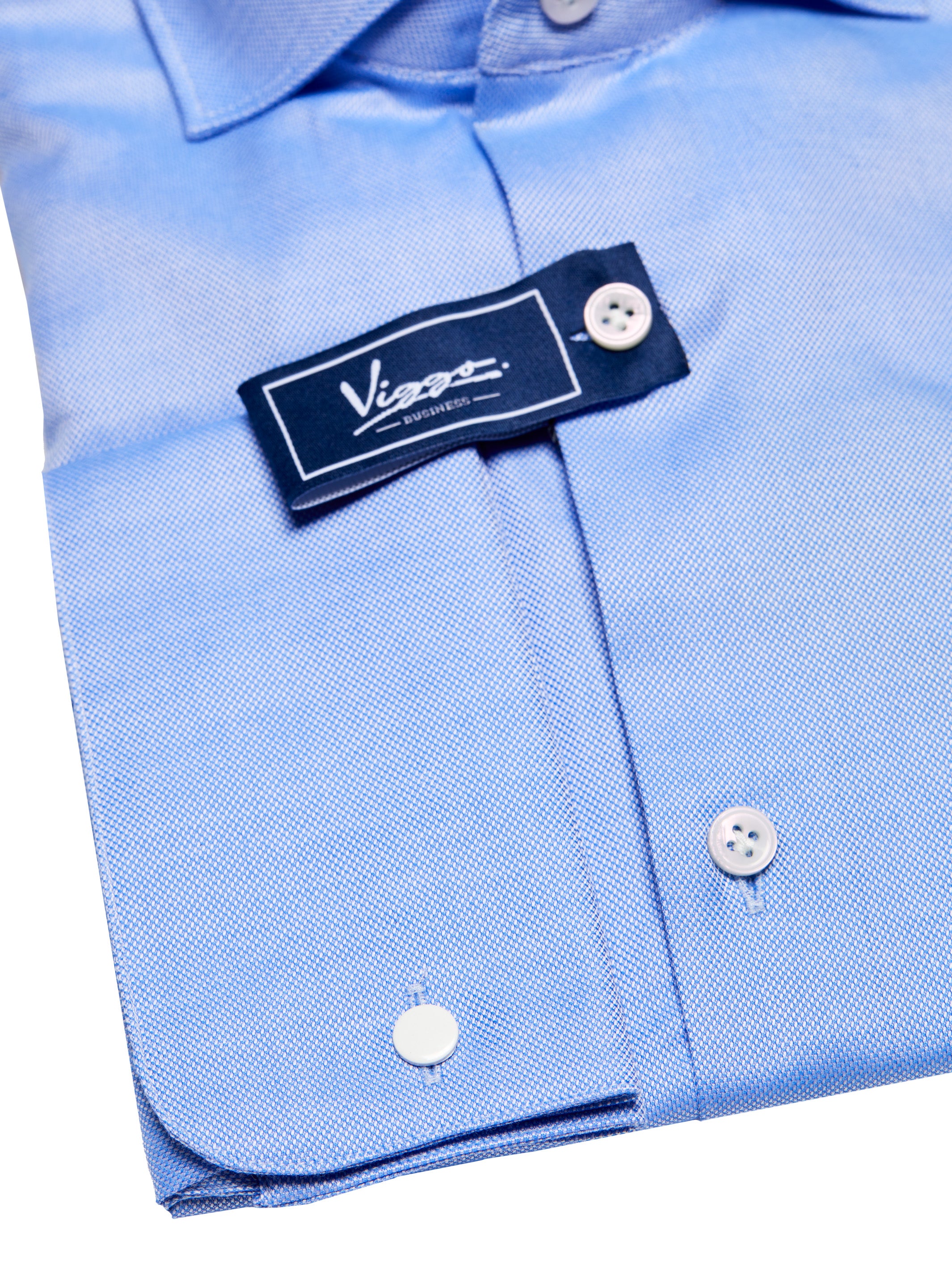 Textured blue shirt, button cuff